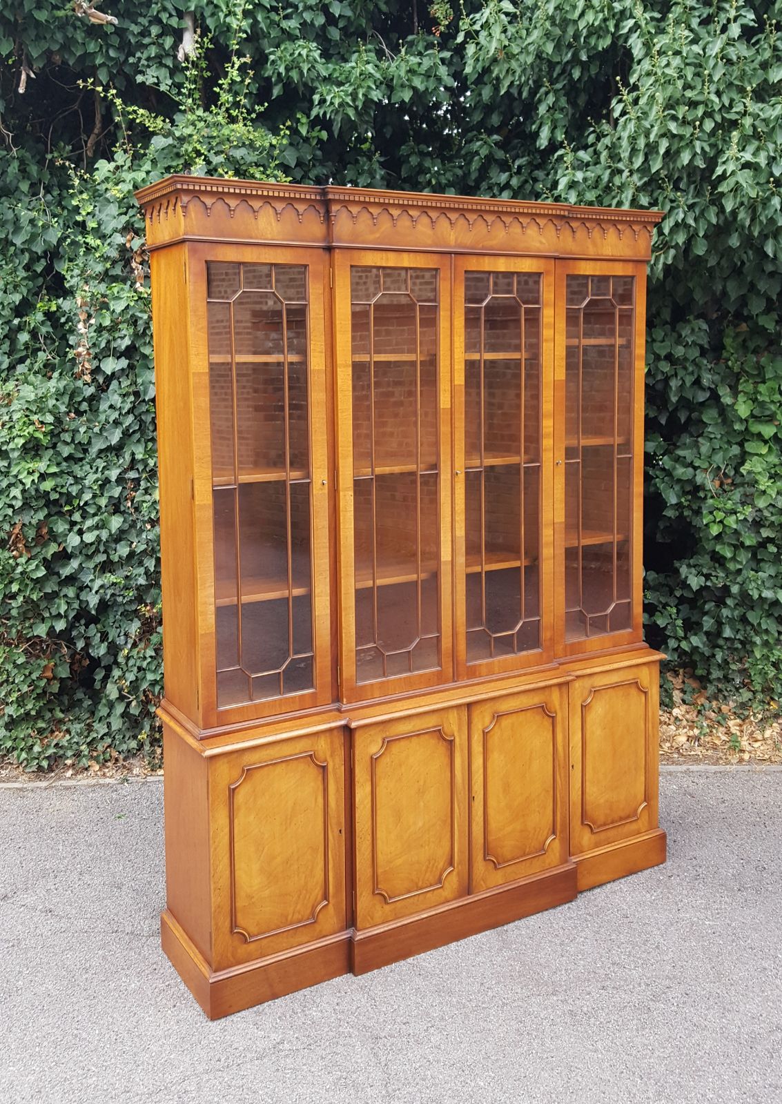 Antique Mahogany Breakfront Library Bookcase photo Furniture