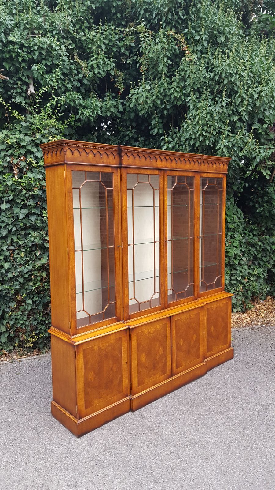 Antique Style Walnut Breakfront Library Bookcase photo furniture
