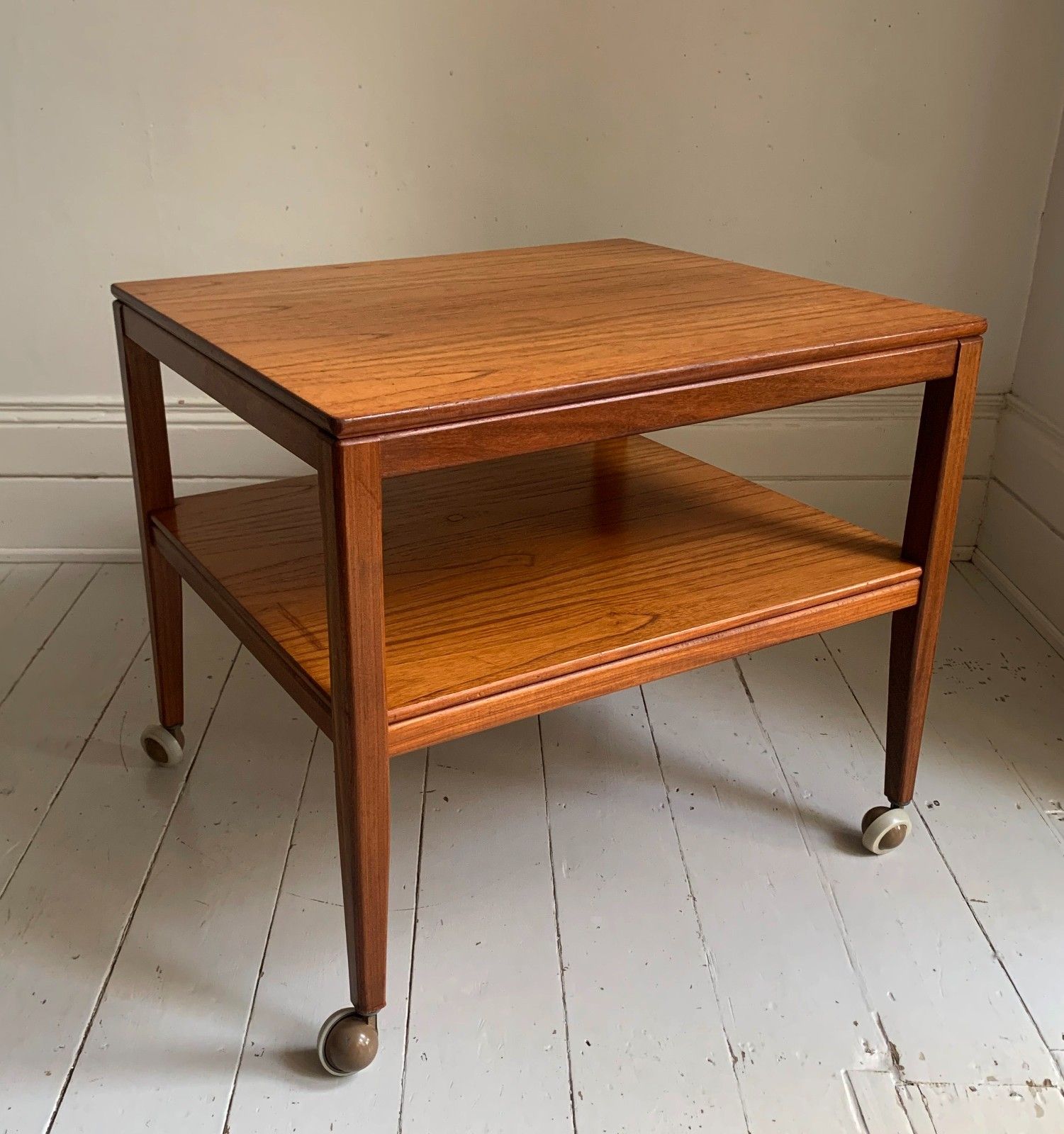 Vintage Mid Century Modern Teak Two Tier Trolley Table On Castors photo Furniture