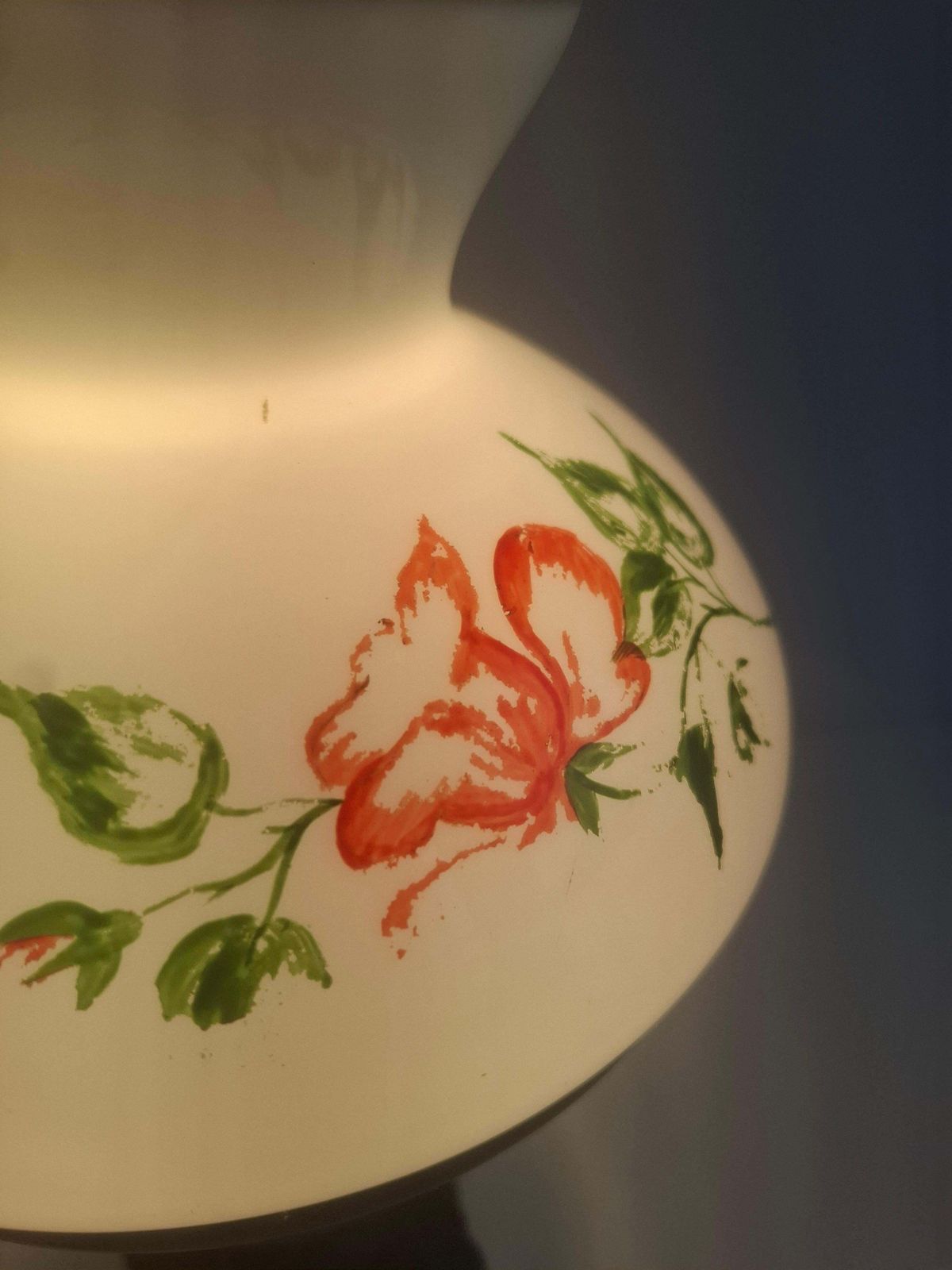 photo furniture Mid Century Czech Cast Iron Glass Lamp Vintage Floral Shade Home Lighting