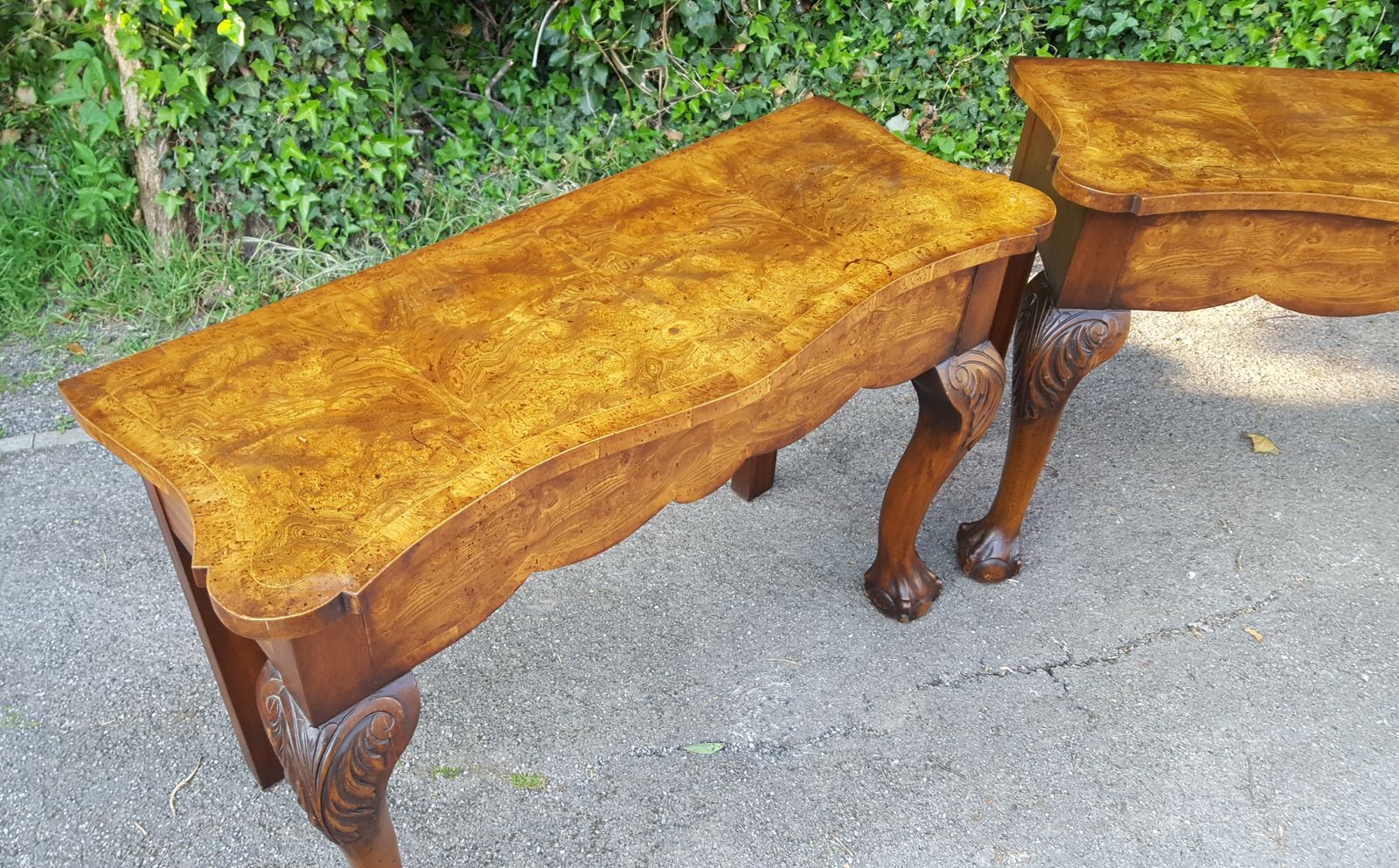 Pair Of Burr Walnut Hall Tables photo buy