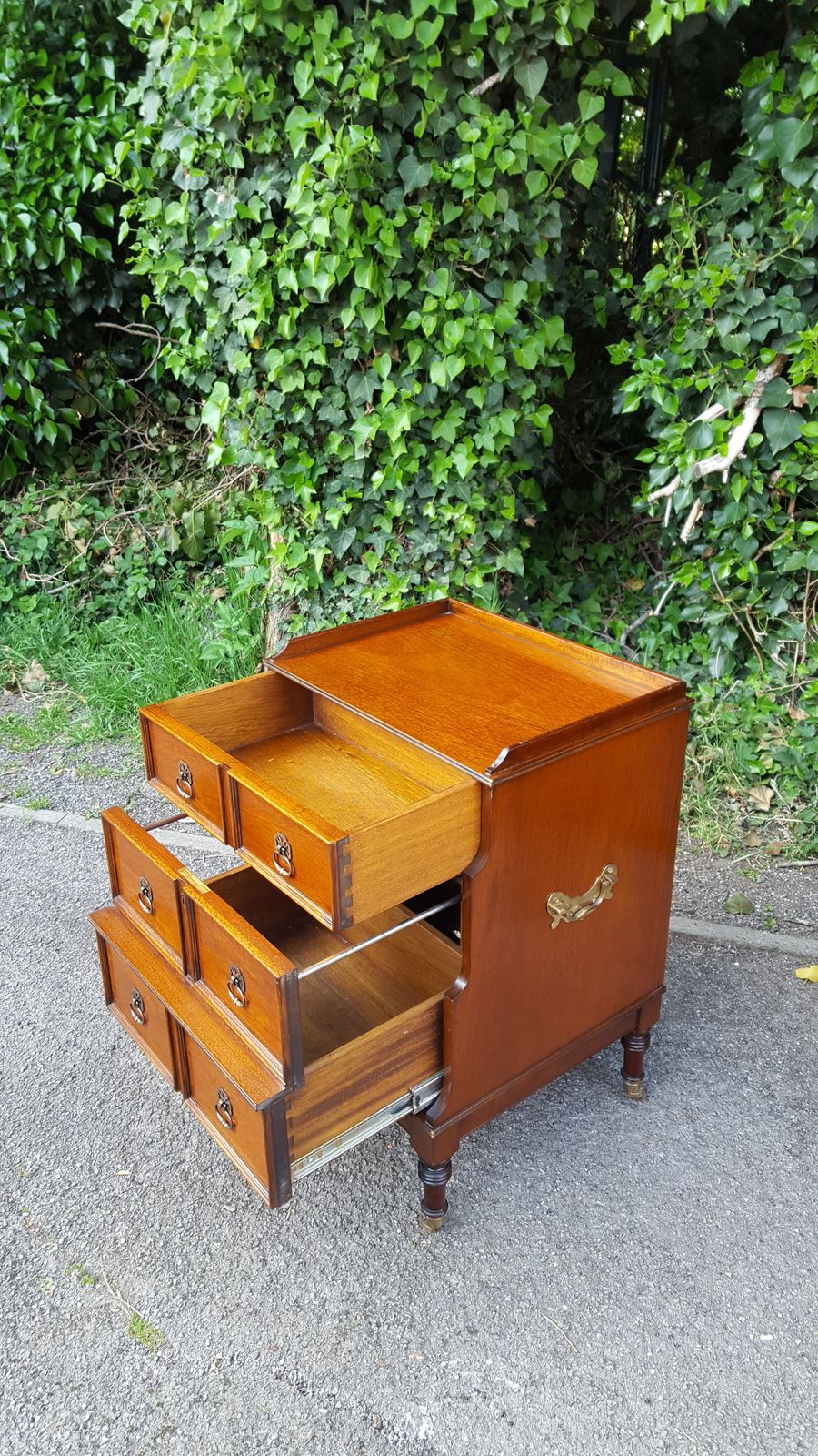 Mahogany Campaign Waterfall Front Chest Of Drawers photo vinterior