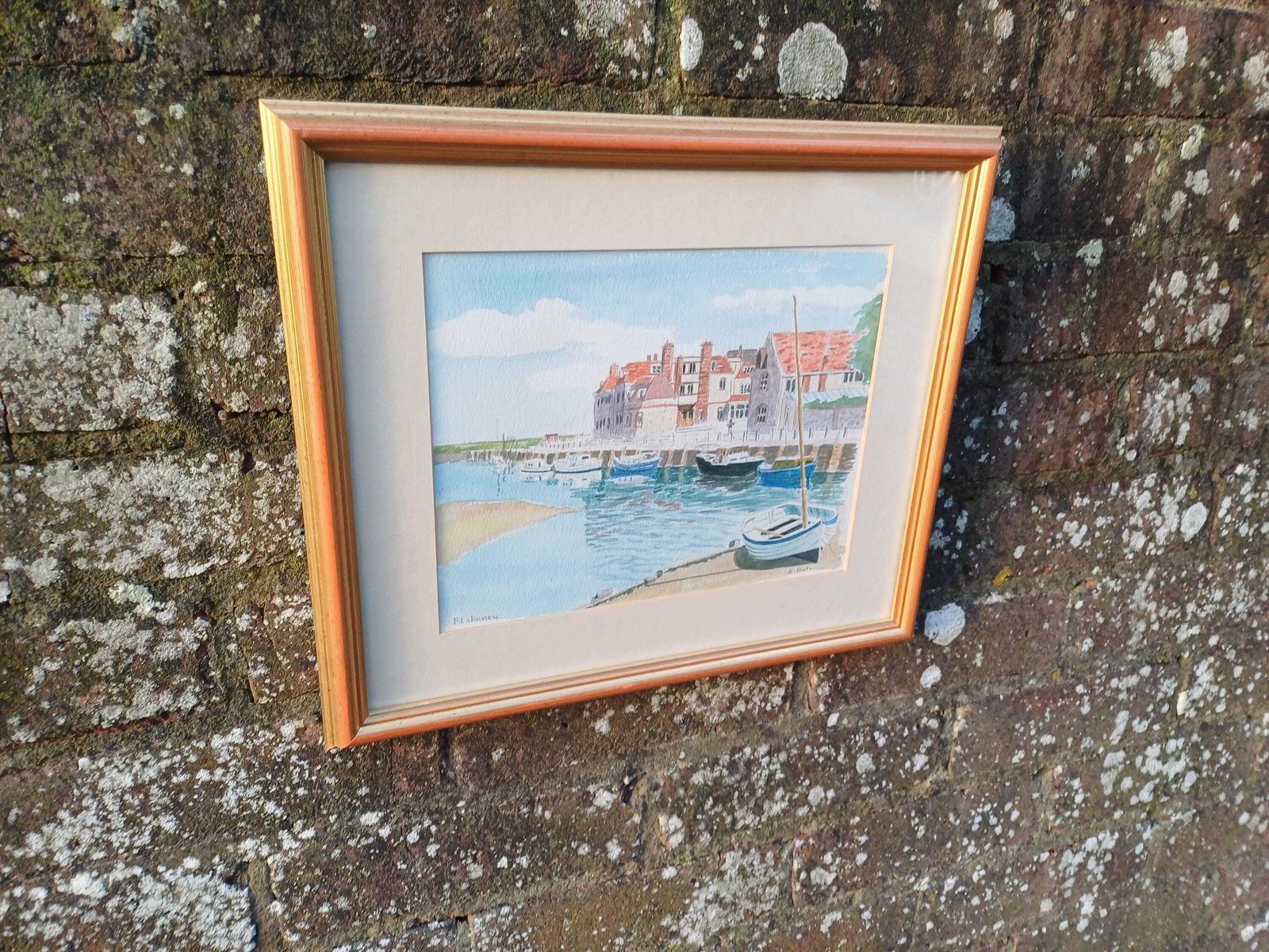 photo furniture Framed Watercolour Harbour Painting Of Blakeney, Norfolk By A. Holness, Vintage Coastal Art