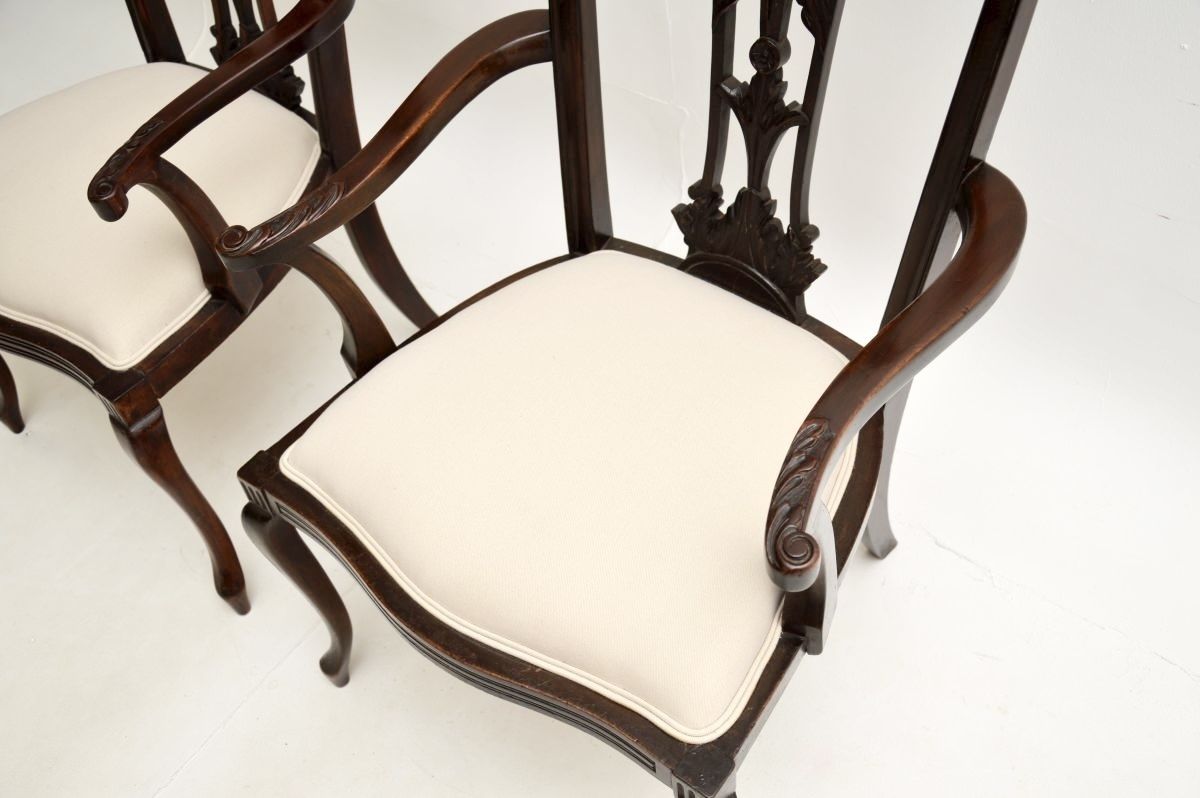 Pair Of Antique Mahogany Chippendale Style Armchairs photo vintage