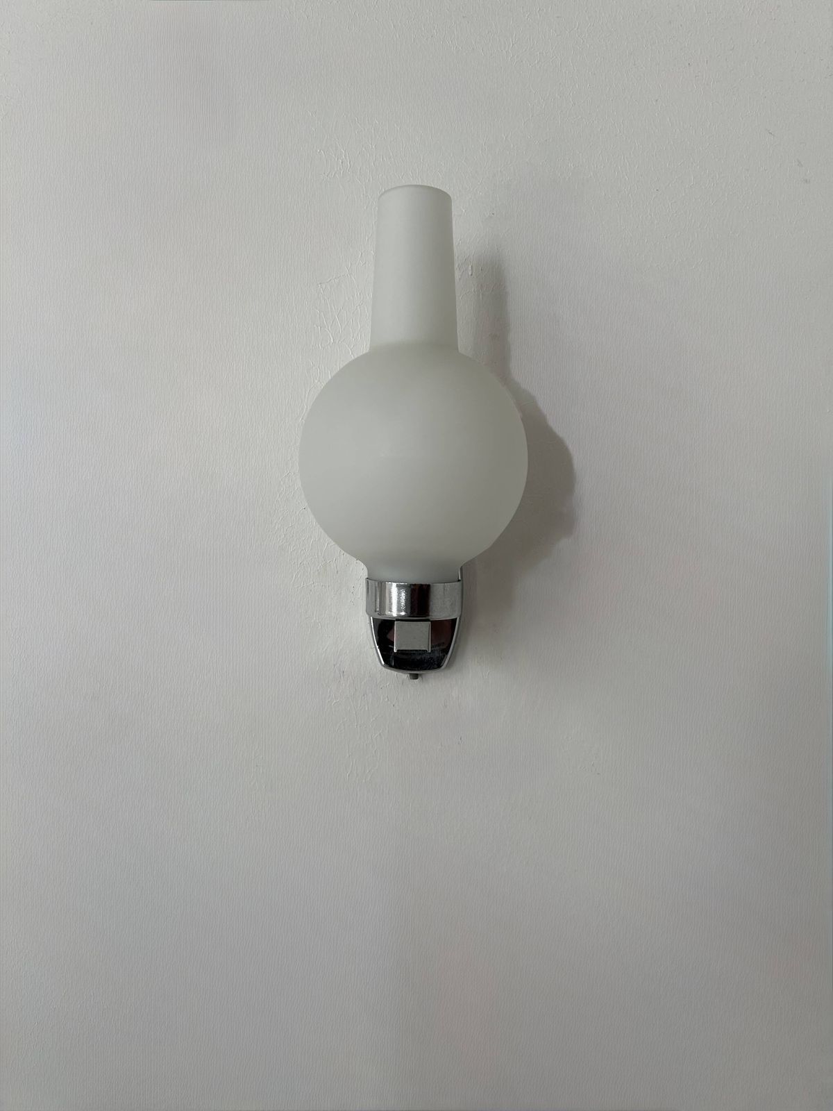 Pair Of Vintage Wall Lights In Chrome And Frosted Glass, France, 1960 photo vinterior