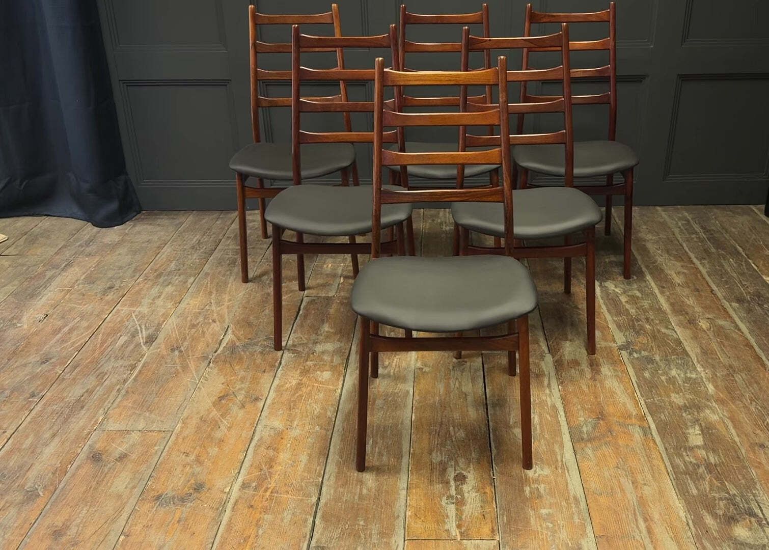 Set Of Six Mid Century Rosewood Dining Chairs By Casala photo Furniture