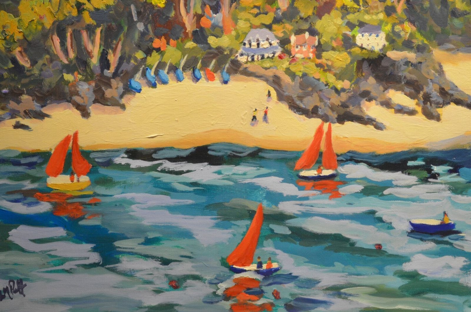 Lucy Pratt (British B.1970): An Oil Painting On Canvas 'Red Sails, Salcombe photo Art