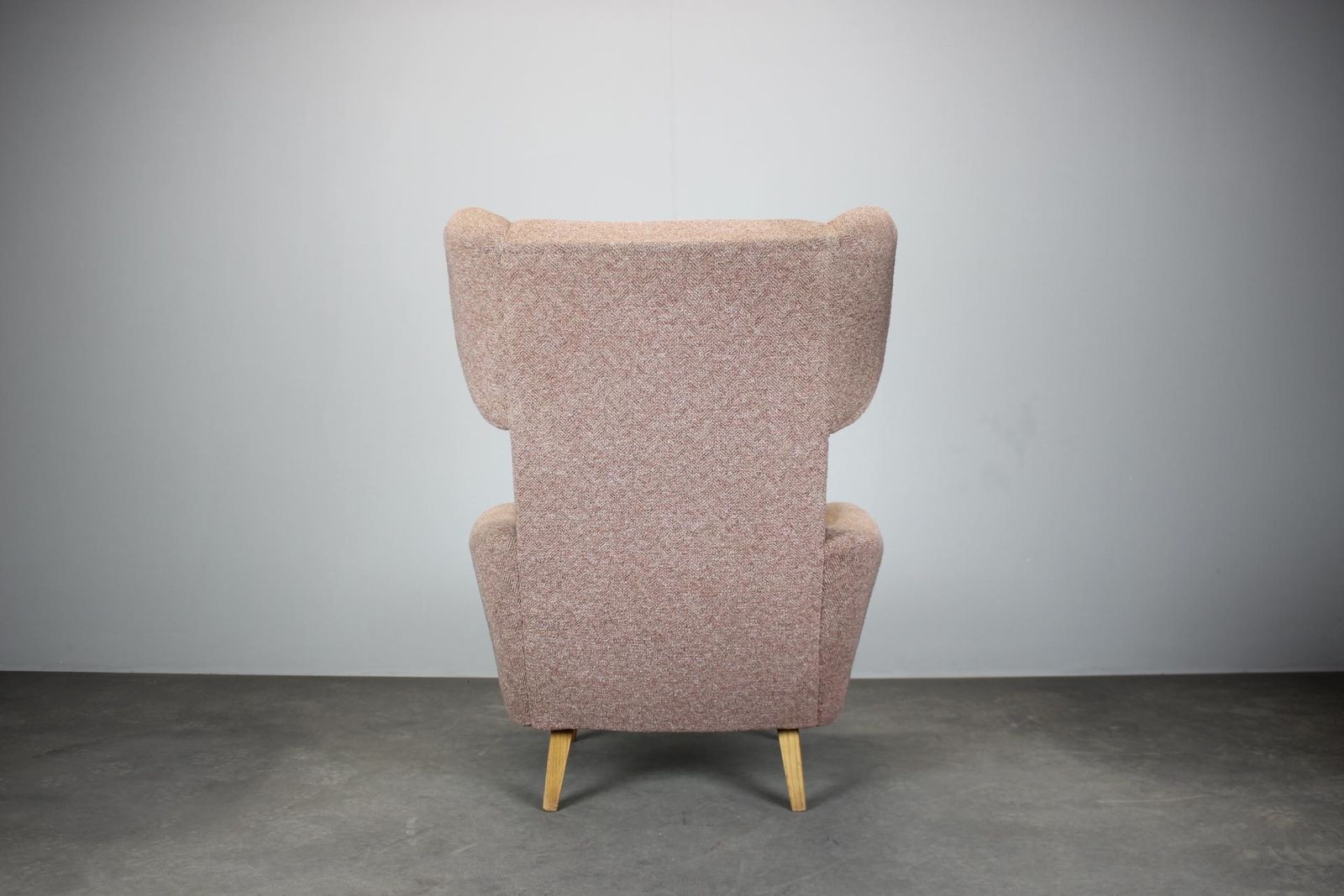 Mid Century Wingback Lounge Chair In Pink Fabric Czechoslovakia 1970s photo 667.0