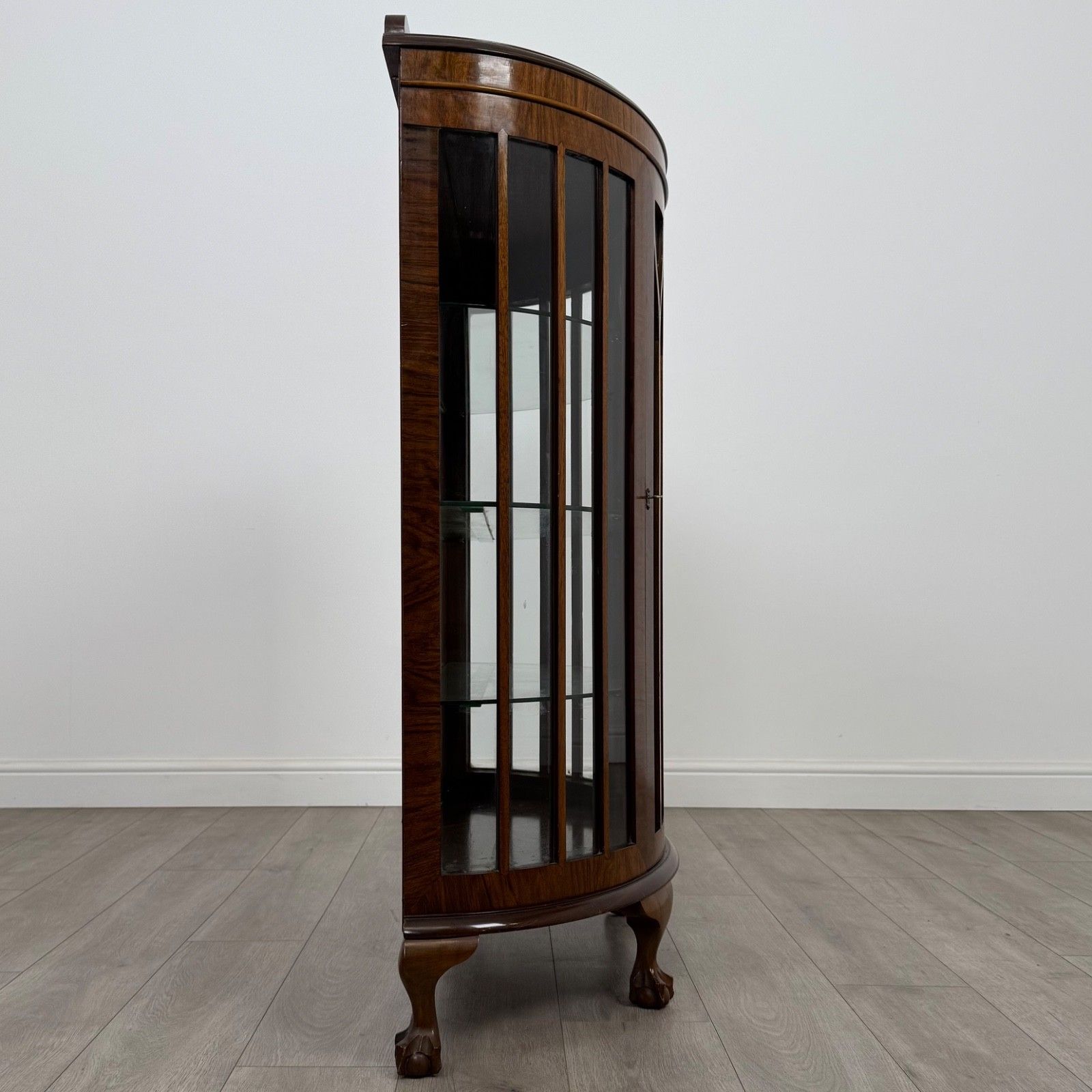 Antique 20th Century Demi Lune Display Cabinet In Mahogany photo vintage