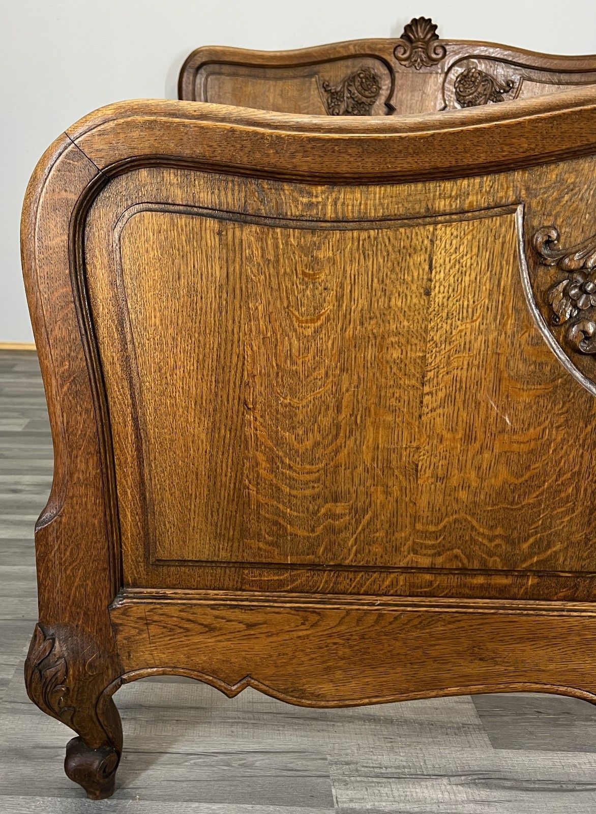 Bed Vintage French Louis XVI Double Bed Frame Oak Carved Headboard Lot 4587 photo 399.0