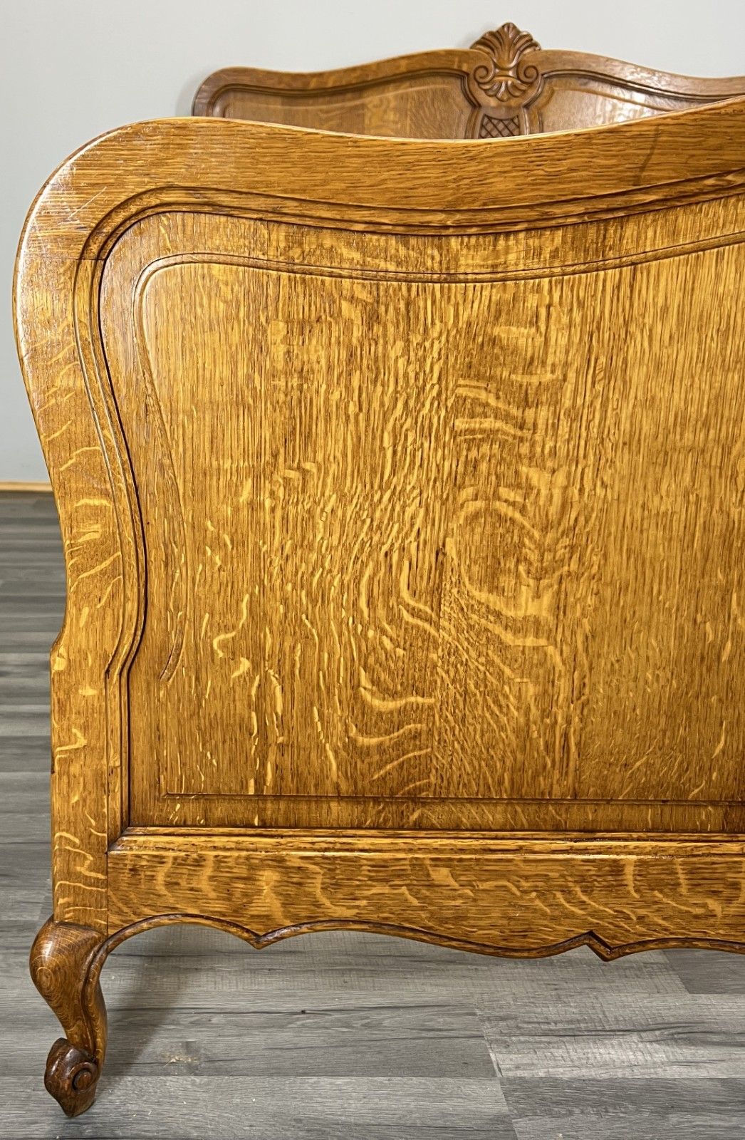 Bed Vintage French Louis XVI Double Bed Frame Oak Carved Headboard Lot 4588 photo 399.0