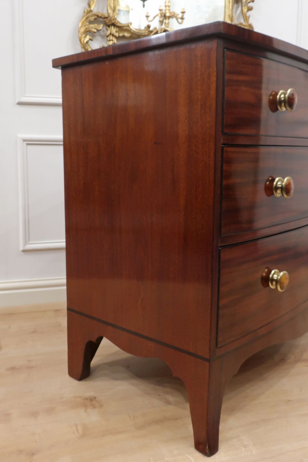 photo for sale Georgian Mahogany Bow Fronted Chest Of Drawers