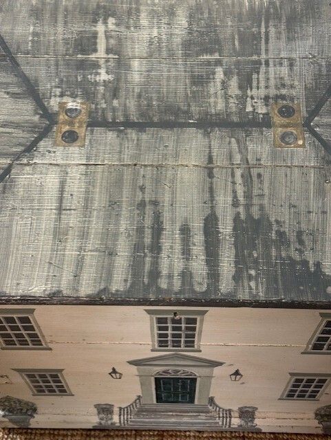 photo for sale Victorian Silver Chest Painted In The Style Of A Manor House