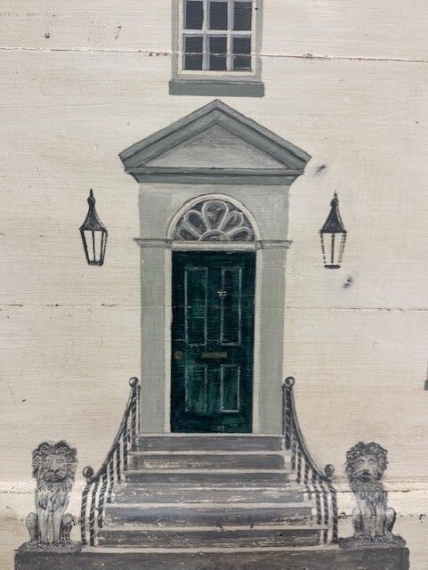 Victorian Silver Chest Painted In The Style Of A Manor House photo vinterior