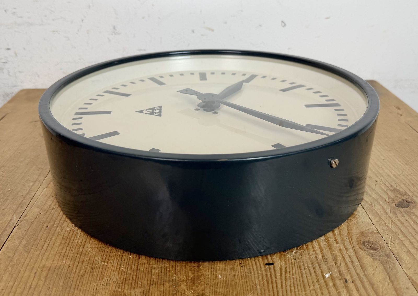 Dark Grey Industrial Factory Wall Clock From Pragotron, 1960s photo Home Decor