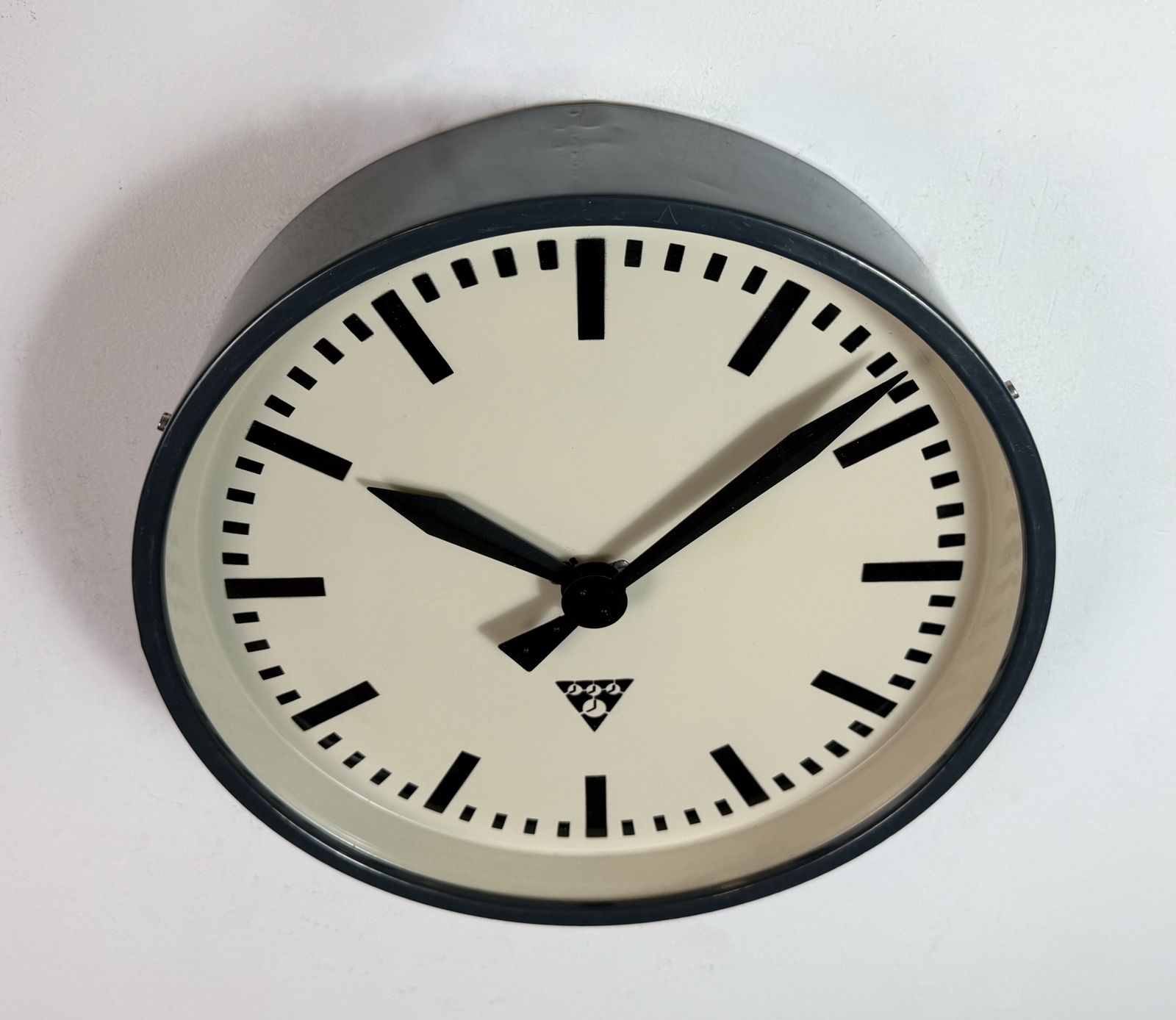 Home Decor Dark Grey Industrial Factory Wall Clock From Pragotron, 1960s photo
