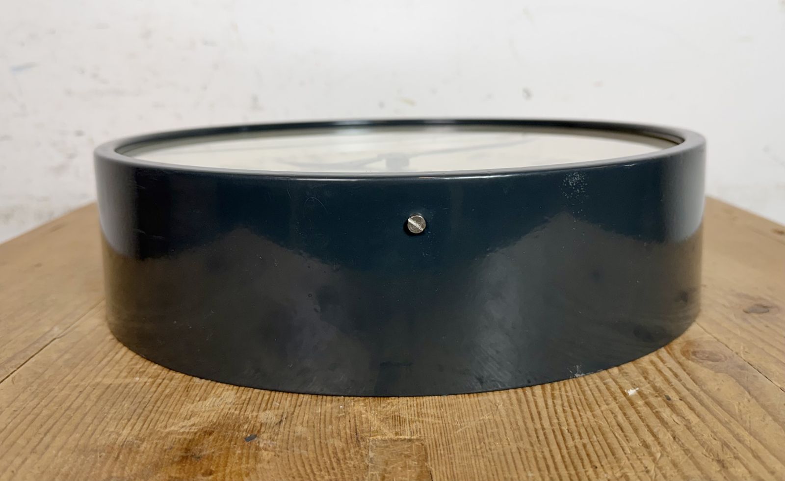289.0 Dark Grey Industrial Factory Wall Clock From Pragotron, 1960s photo