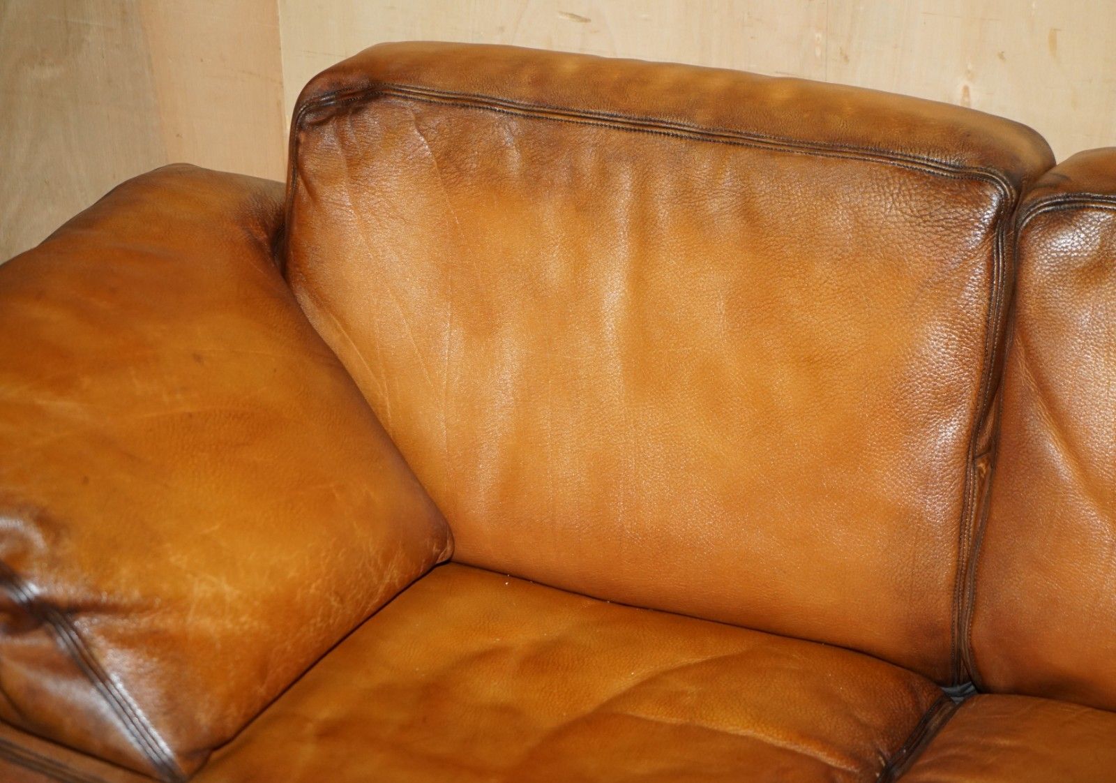 Restored De Sede Ds17 Brown Buffalo Neck Leather Two Seat Sofa Part Of Suite photo Furniture