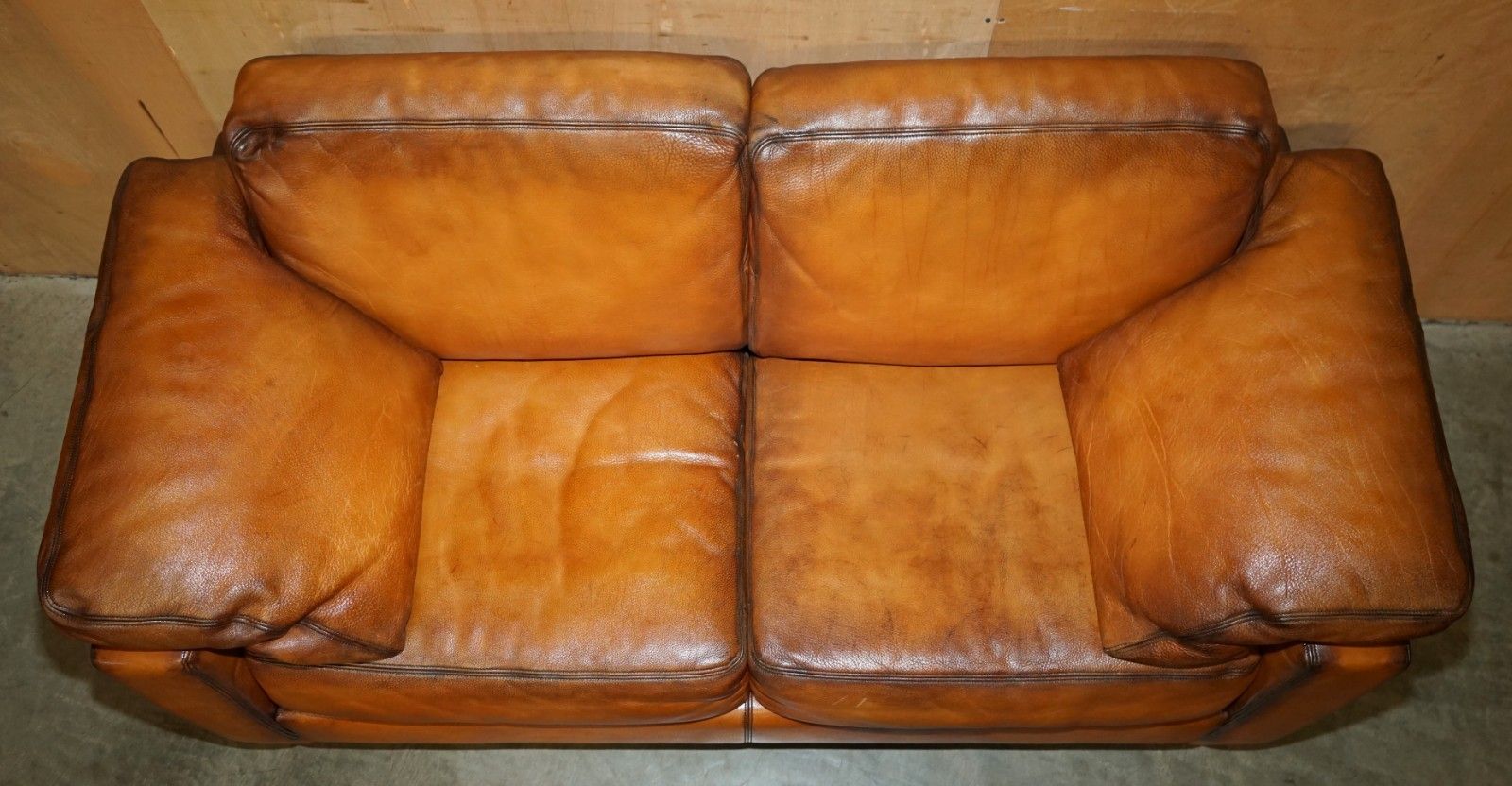 Restored De Sede Ds17 Brown Buffalo Neck Leather Two Seat Sofa Part Of Suite photo vintage