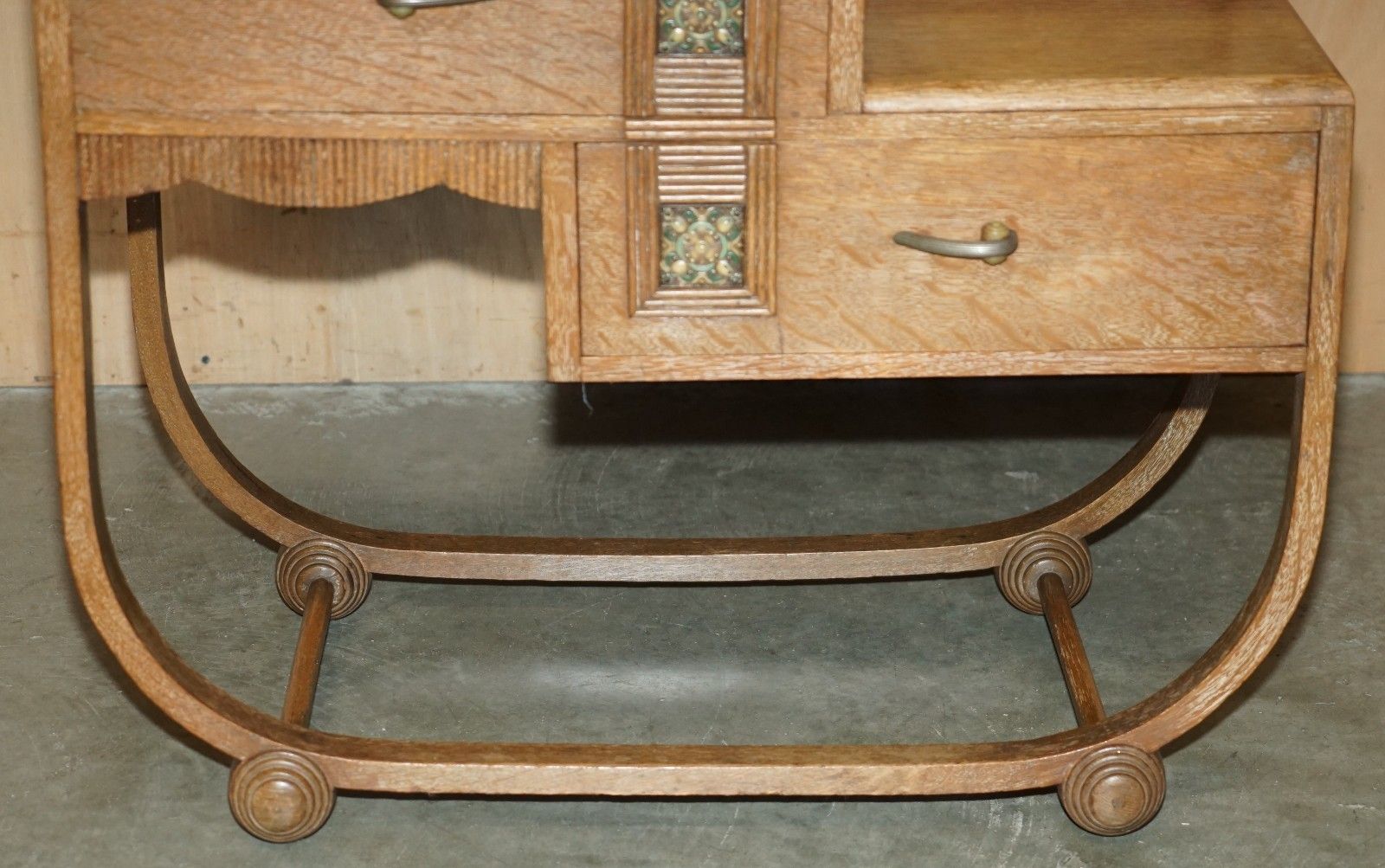photo vinterior Art Deco Heals London Limed Oak Dressing Table & Stool Part Of A Large Suite