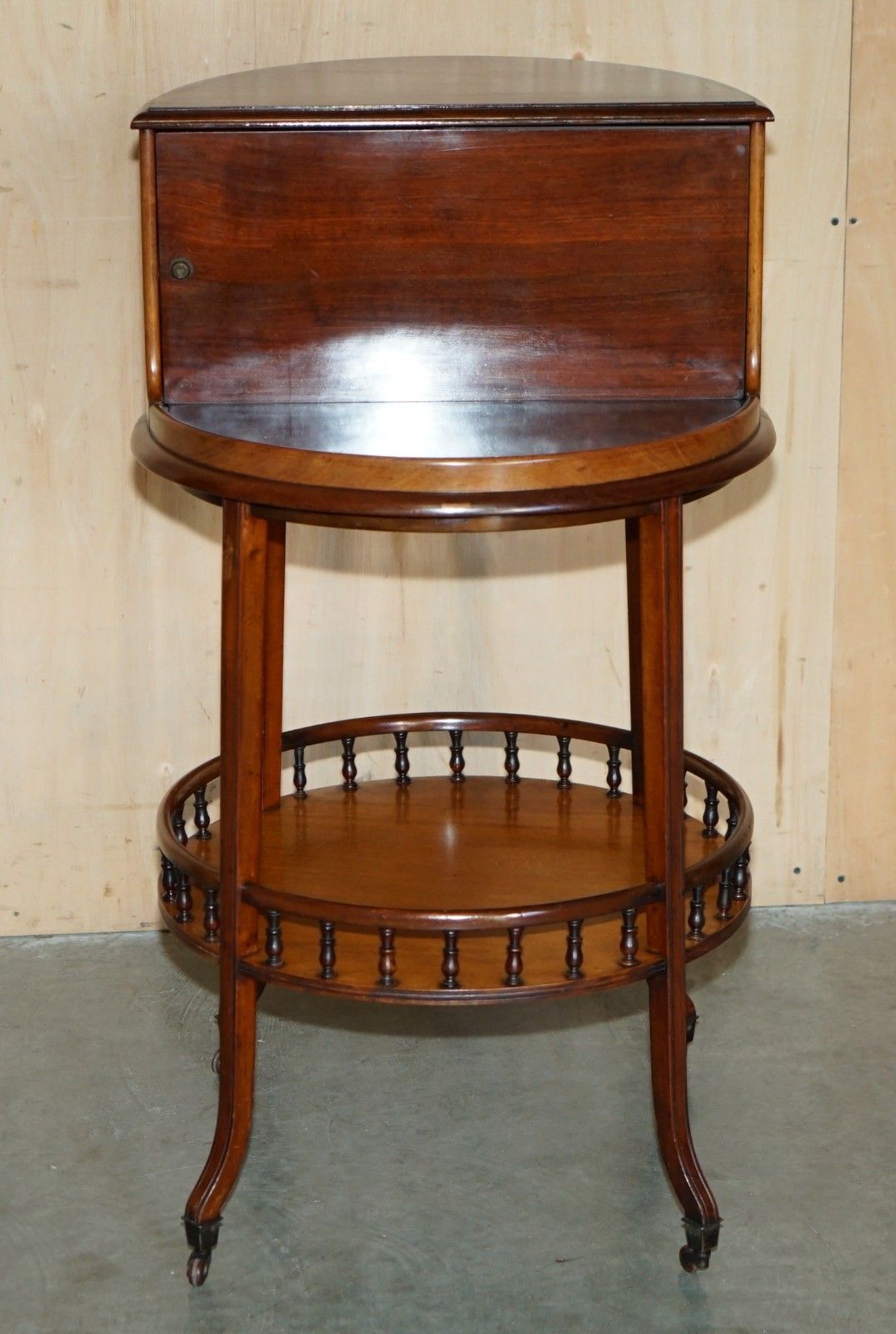 Antique Victorian 1880 Mahogany Cut Glass Crystal Spinning Drinks Cabinet Table photo vintage