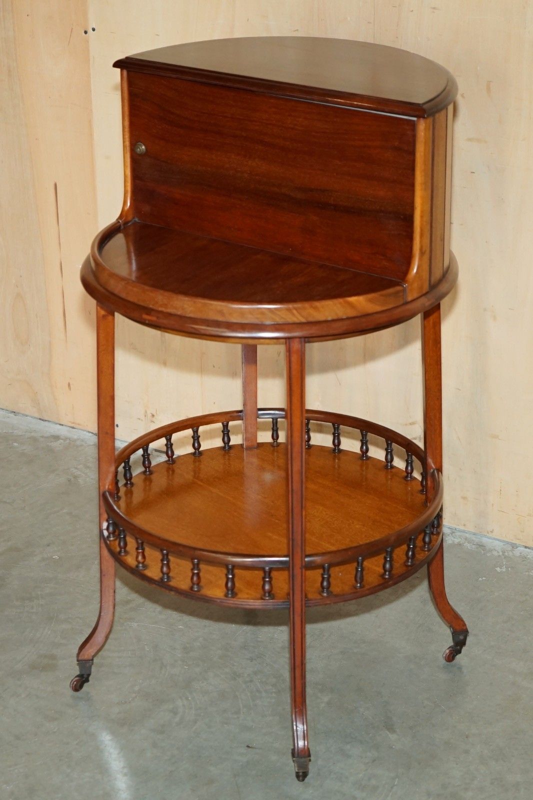 photo furniture Antique Victorian 1880 Mahogany Cut Glass Crystal Spinning Drinks Cabinet Table
