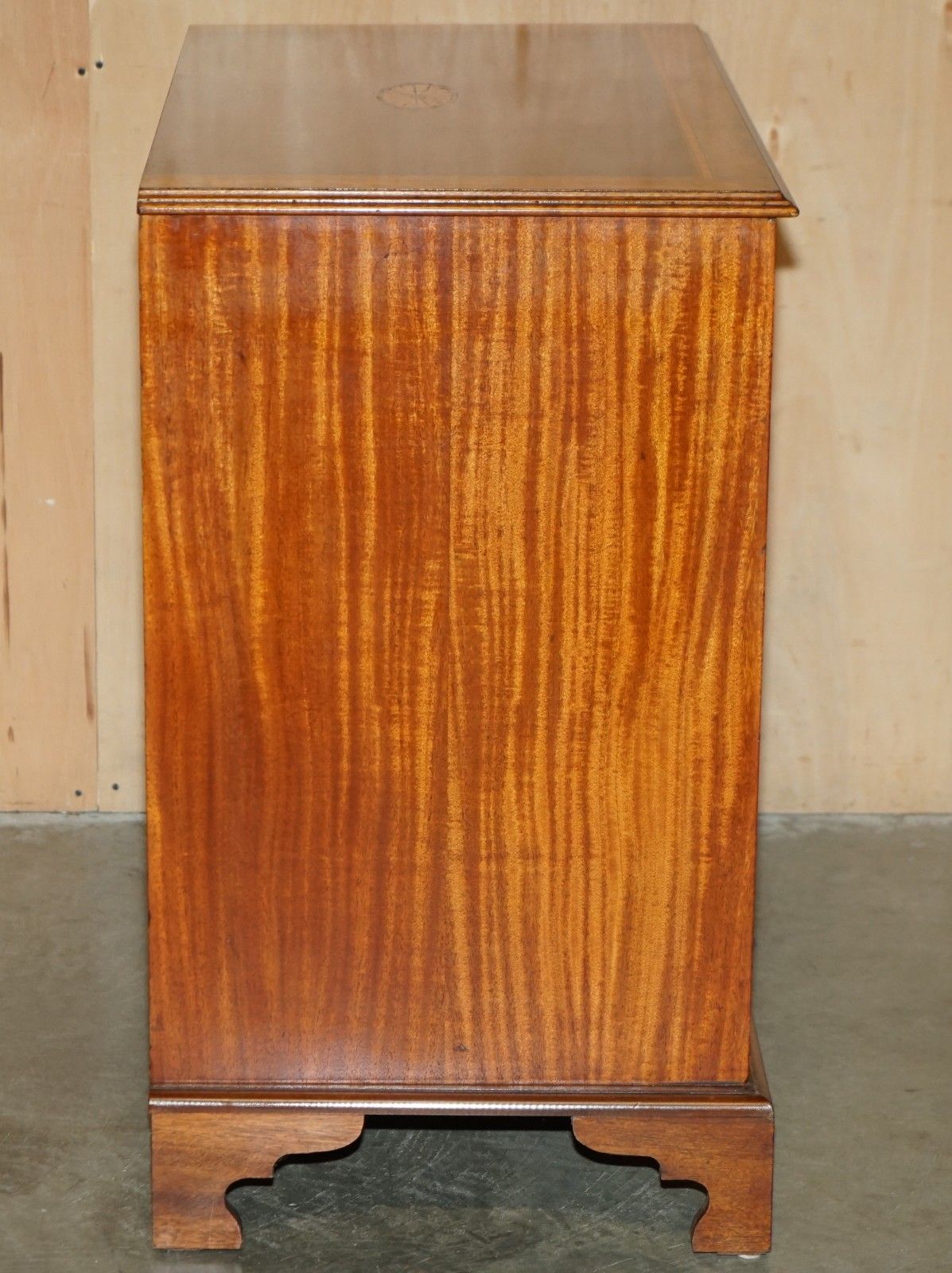 photo for sale Pair Of Restored Mahogany & Satinwood Antique Sheraton Revival Chest Of Drawers