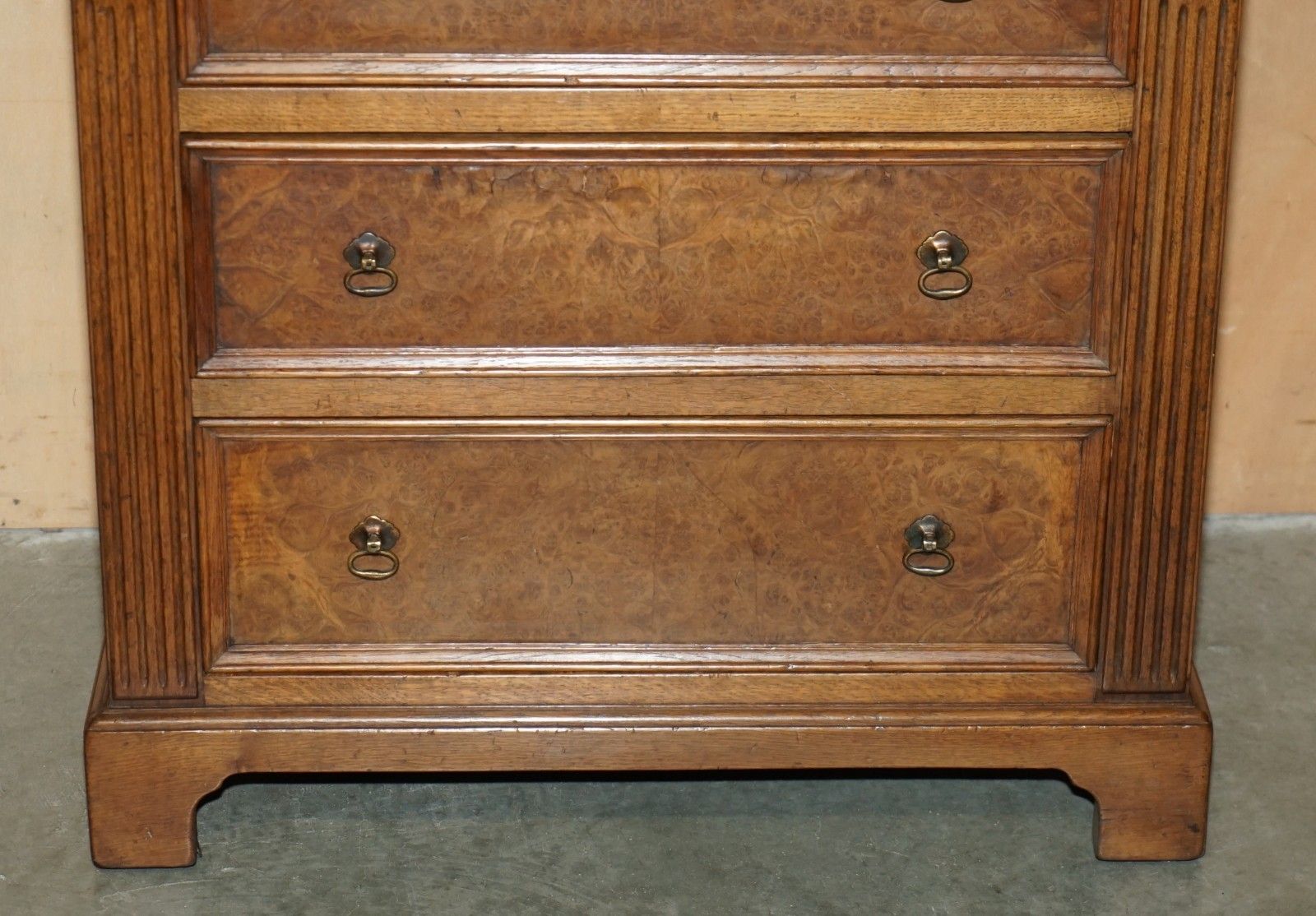 Stunning Antique Circa 1900 Pollard Burr Burl Oak Large Tallboy Chest Of Drawers photo buy
