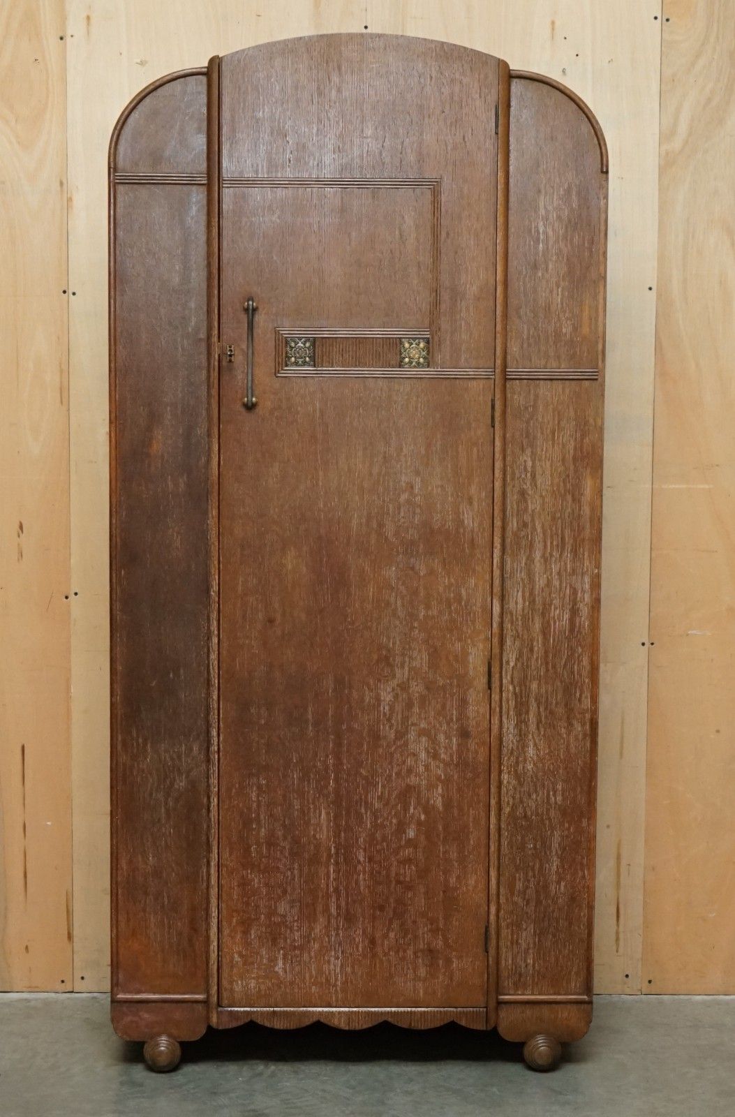 Stunning Art Deco Heals London Limed Oak Single Wardrobe Part Of A Large Suite photo for sale