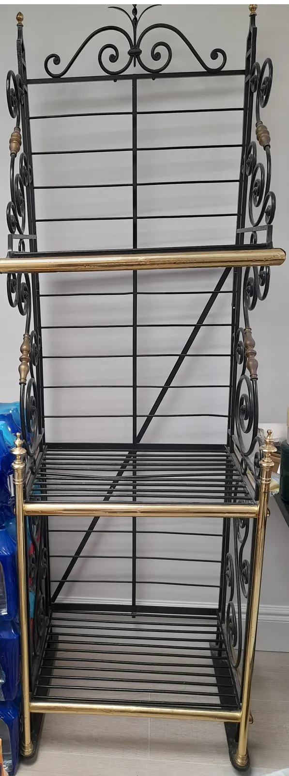 Pre Owned Early 20th Century French Baker's Rack Cast Iron And Brass