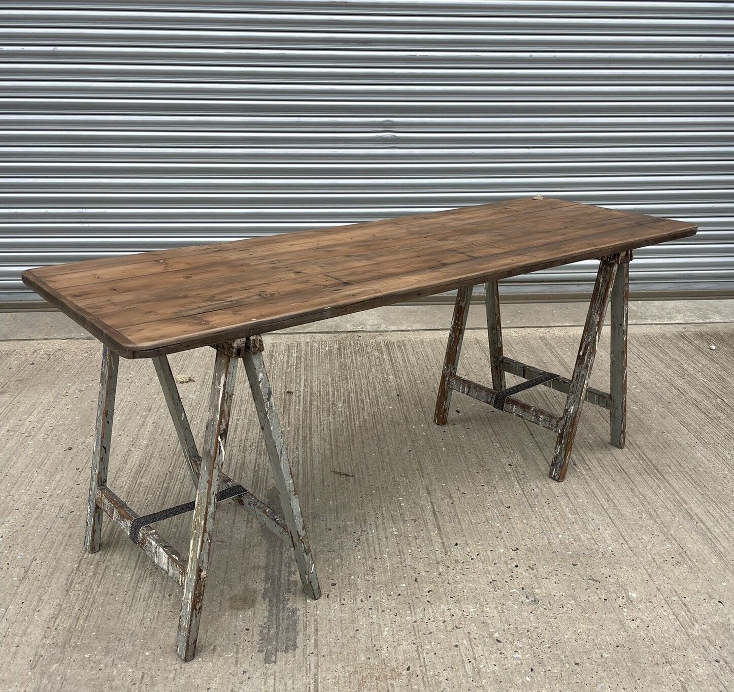 1930s Wooden Trestle Table, Vintage