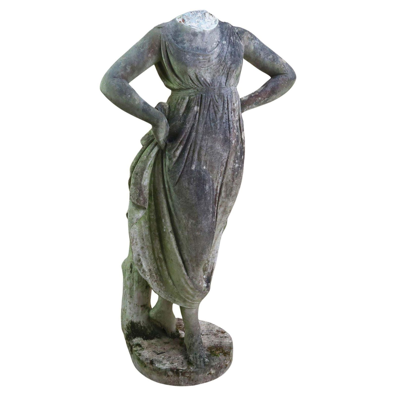 Antique White Marble Garden Statue   Classical Maiden. Italian, 19th Century