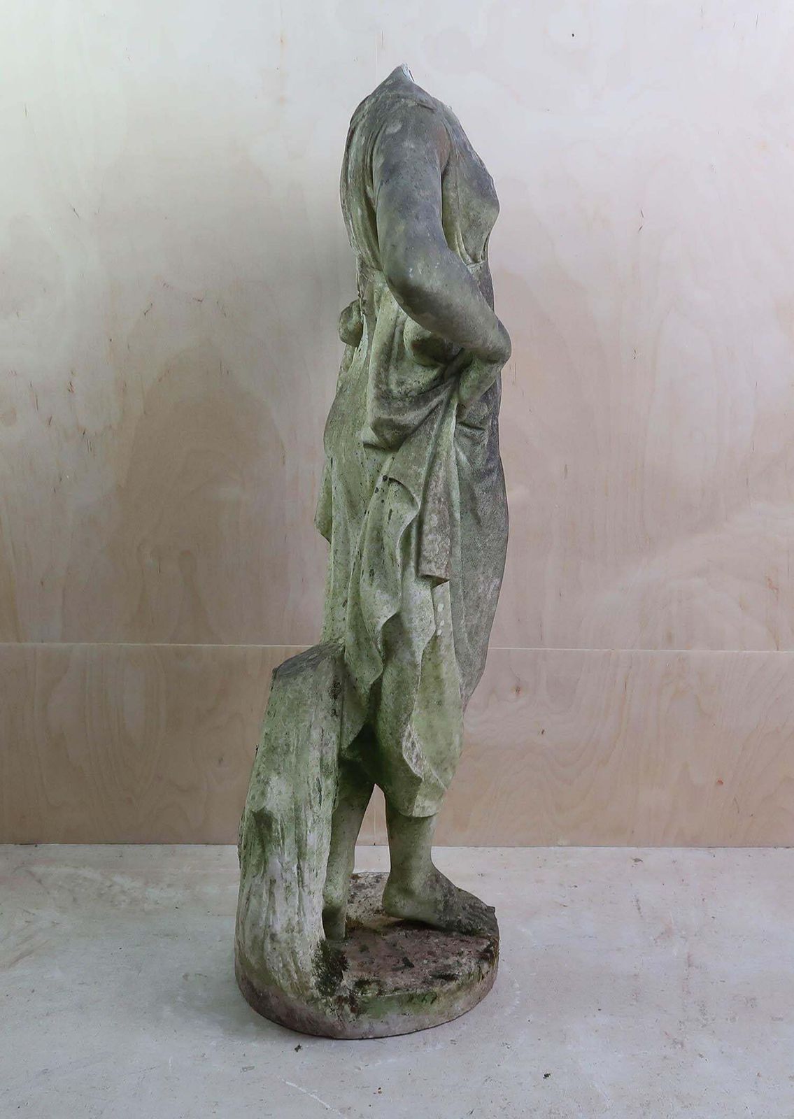 Antique White Marble Garden Statue   Classical Maiden. Italian, 19th Century photo vintage