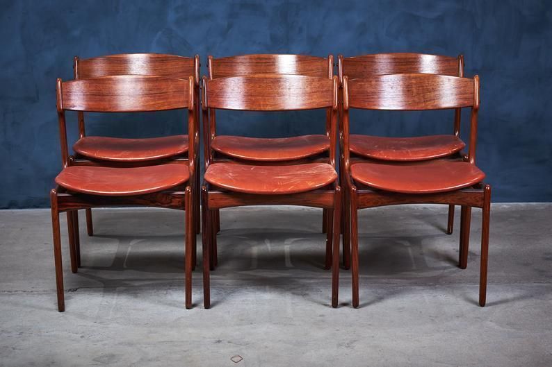 Vintage Rosewood Dining Chairs By Erik Buch, Set Of 6 photo for sale