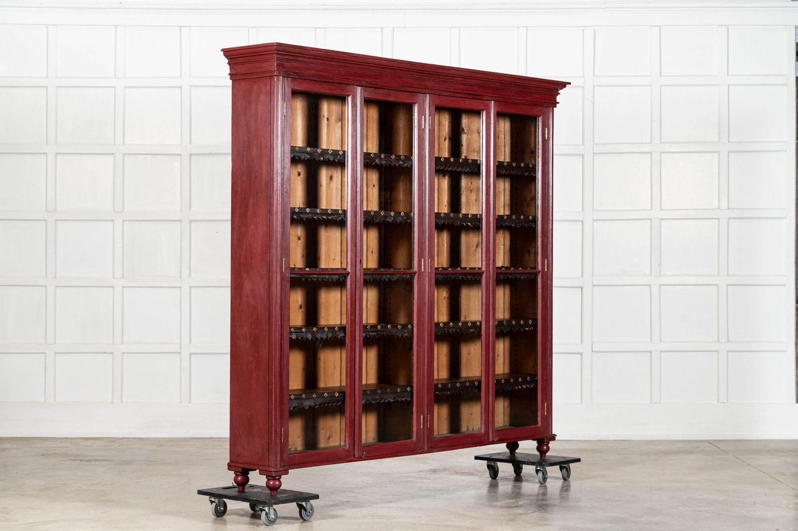 Large English 19thc Painted Glazed Pine Bookcase photo for sale