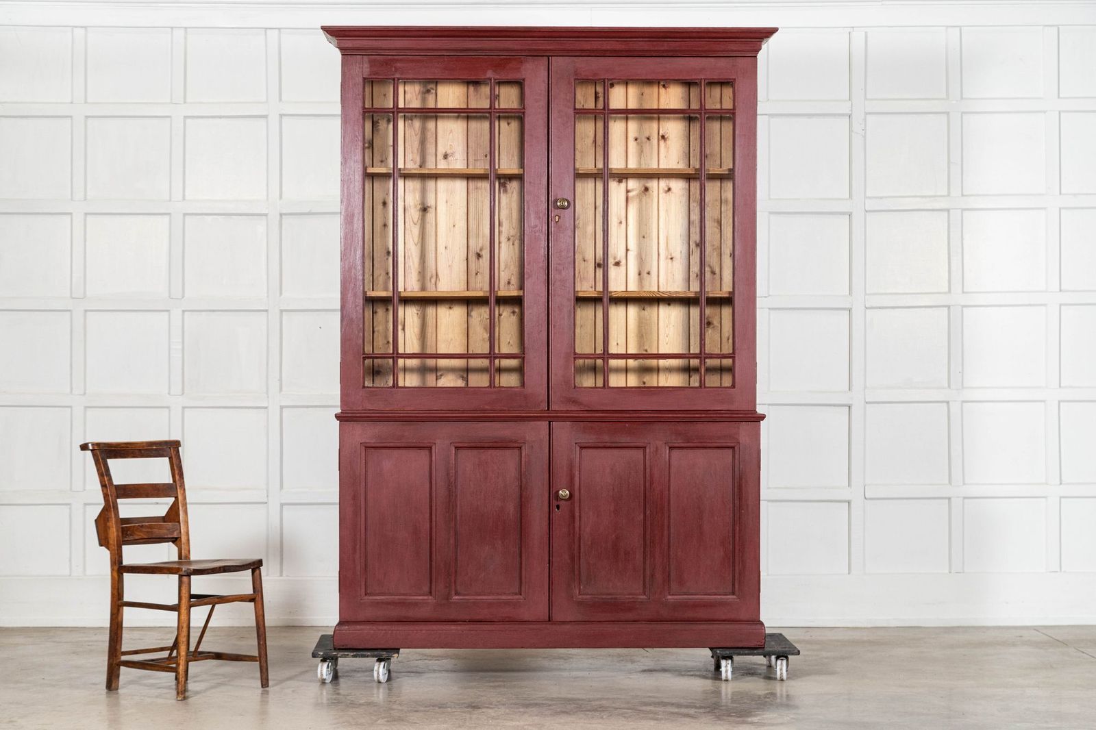Large 19thc English Pine Glazed Dresser/Bookcase photo Furniture