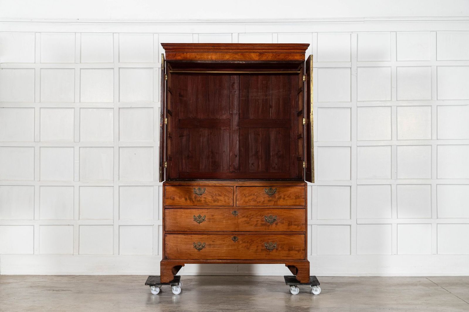 English George III Walnut Linen Press photo furniture