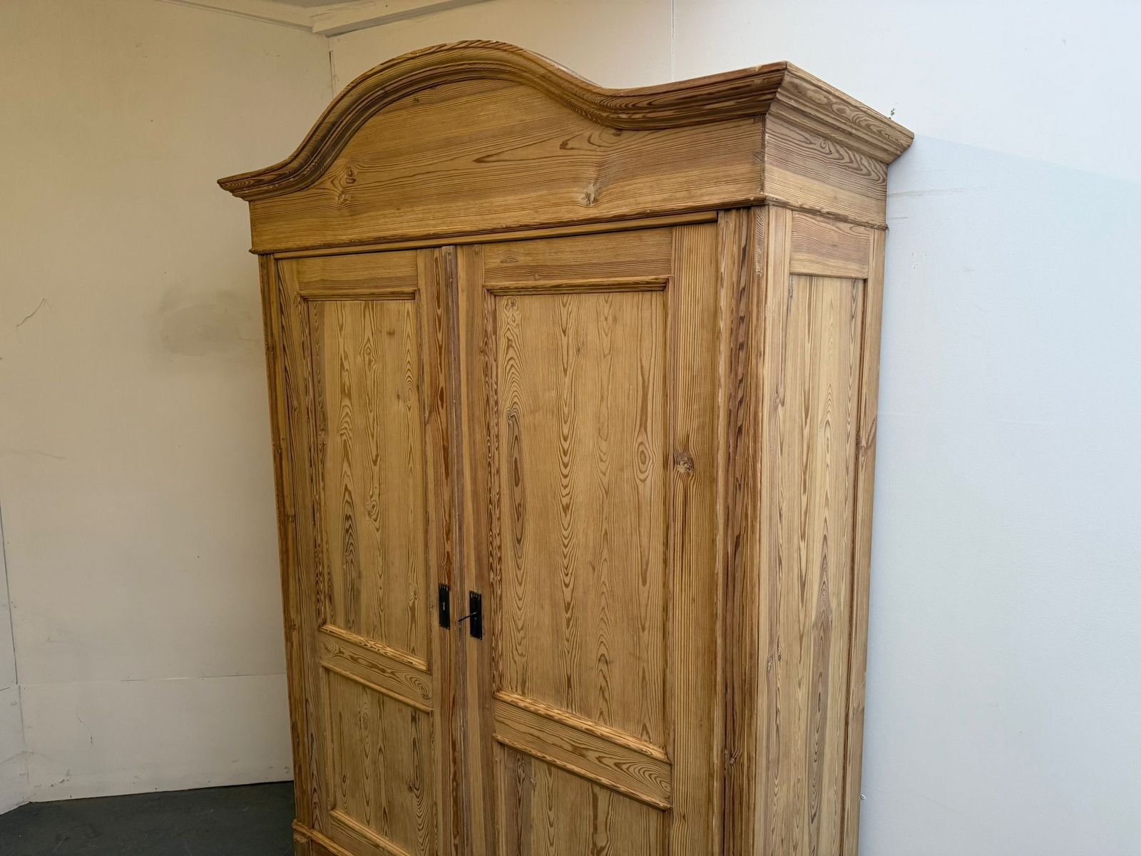 A Mint Clean Arched Victorian Pine Knockdown Wardrobe To Wax/Paint photo for sale