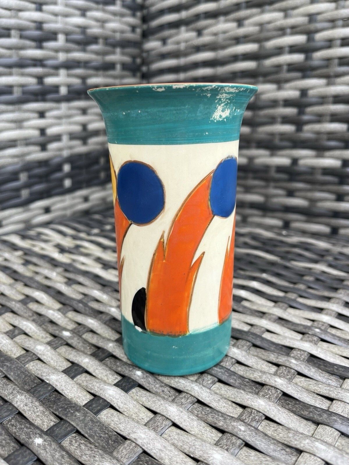 photo for sale Abstract Art Deco Arabian Arcadian Ware 773 Pottery Clarice Cliff Style Vase 30s