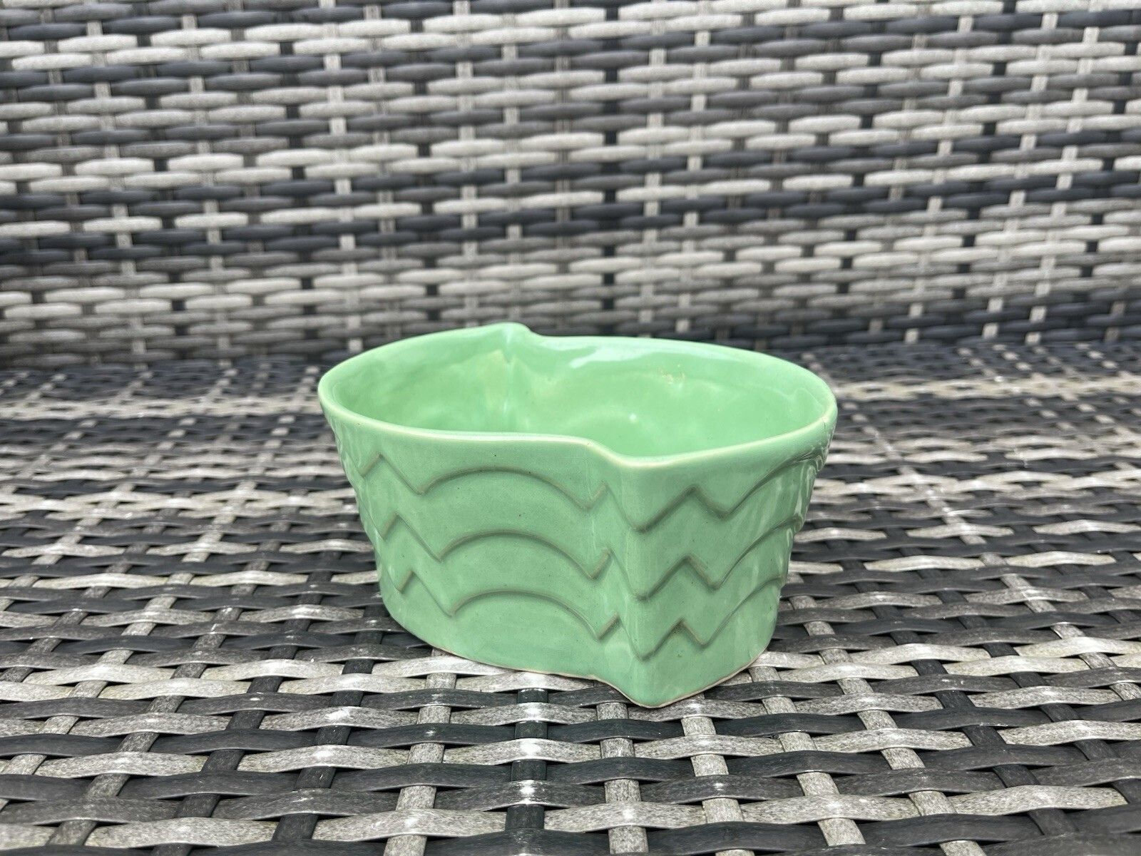 Art Deco Lovatts Langley Ware Mint Green Geometric Planter Plant Pot Vintage photo furniture