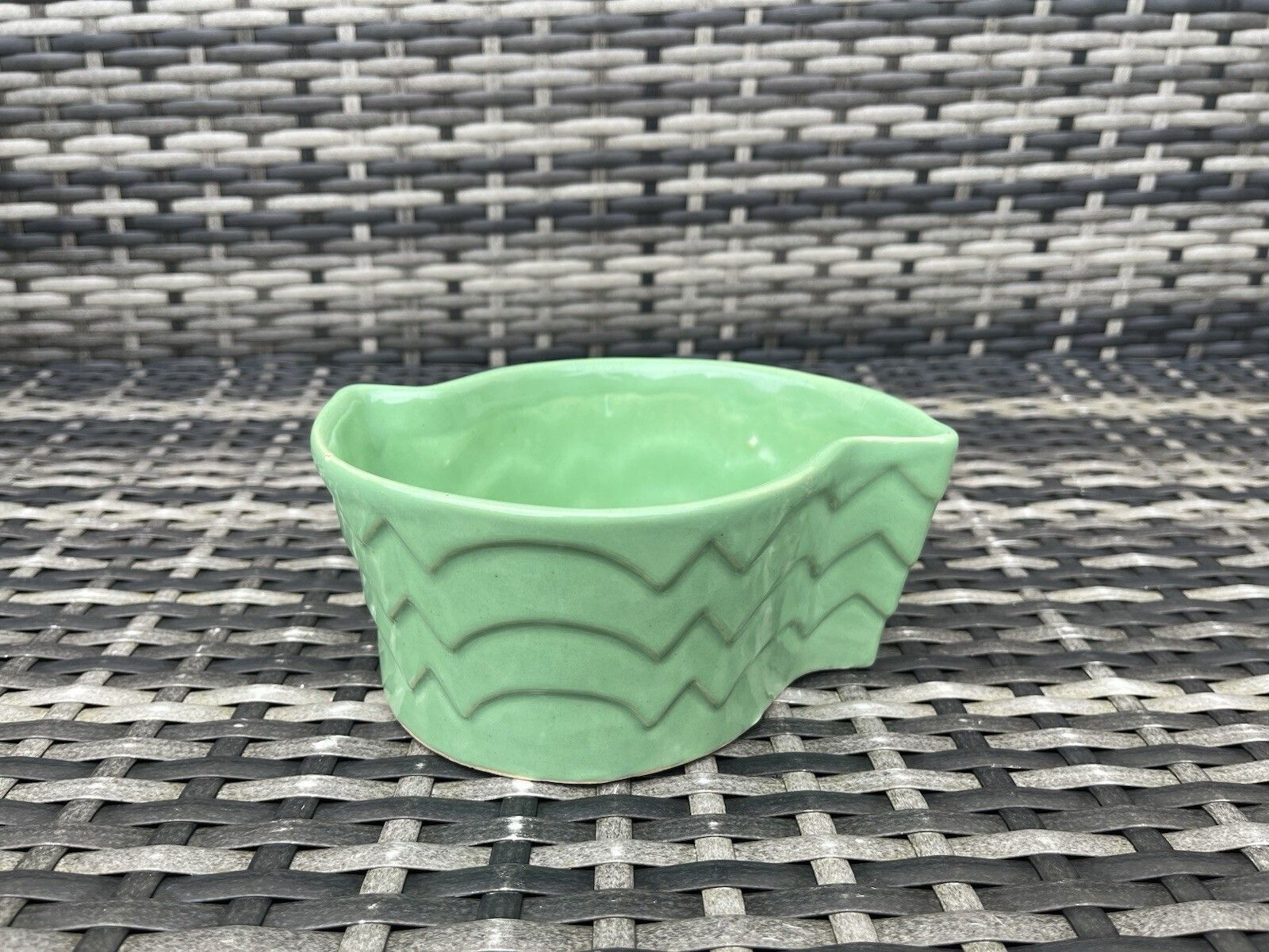 Art Deco Lovatts Langley Ware Mint Green Geometric Planter Plant Pot Vintage photo Home Decor