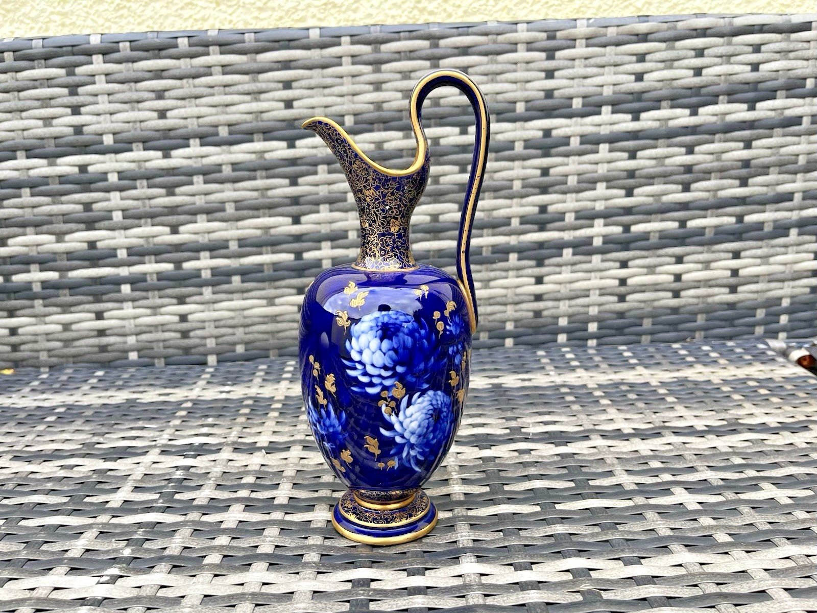 Rare Antique Corolian Ware Doulton Burslem J Kelsall Cobalt & Gilt Jug Ewer Vase photo for sale