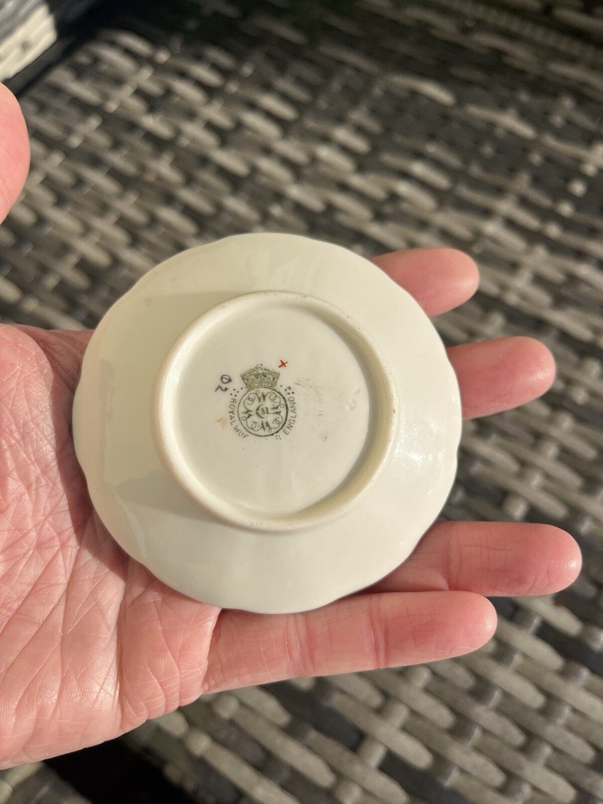 Rare Antique C1901 Royal Worcester Blush Ivory Floral Bouquet Scalloped Pin Dish photo 55.0