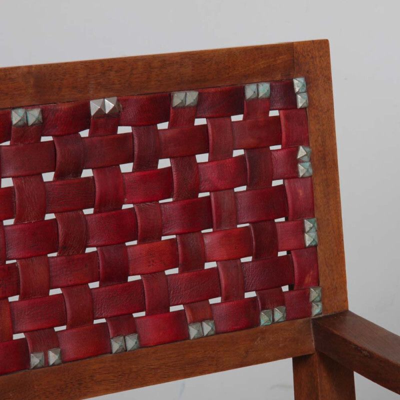 Pair Of 1950s Bridges Armchairs In Wood And Leather photo furniture