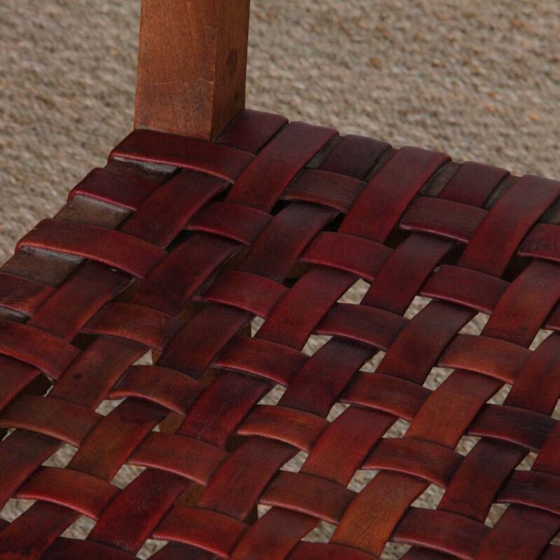 Pair Of 1950s Bridges Armchairs In Wood And Leather photo vinterior