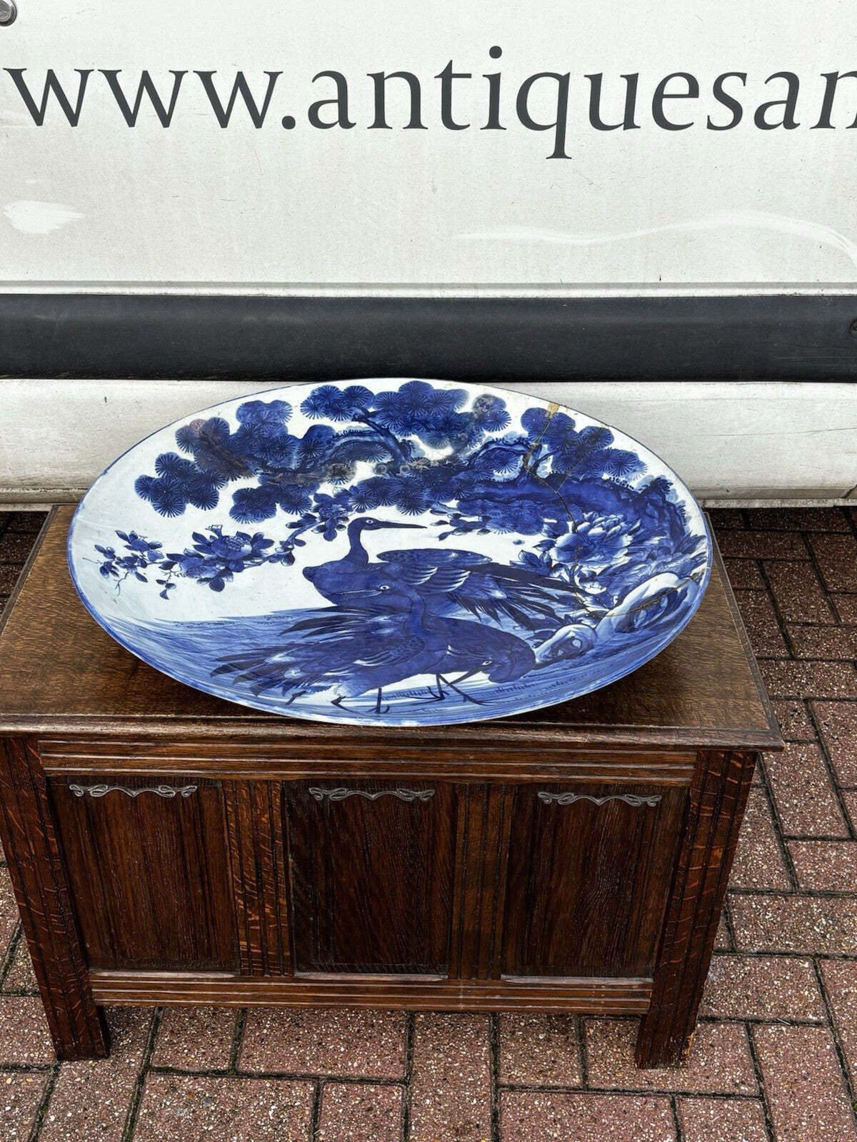 Very Large Antique Japanese Imari Blue And White Hand Painted Charger Plate photo Home Decor