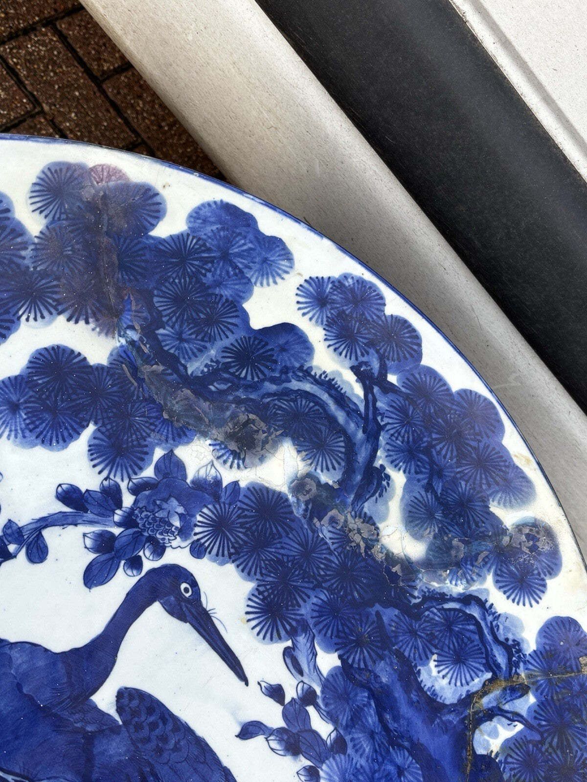 photo furniture Very Large Antique Japanese Imari Blue And White Hand Painted Charger Plate