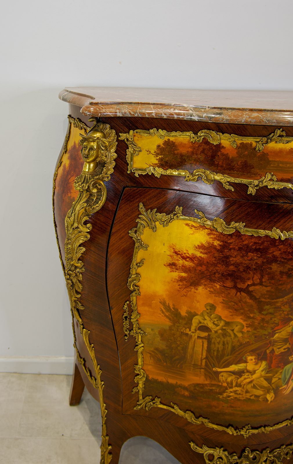 Fine French Vernis Martin Bombe Cabinet With Ormolu Mounts & Marble Top, C.1900 photo Furniture