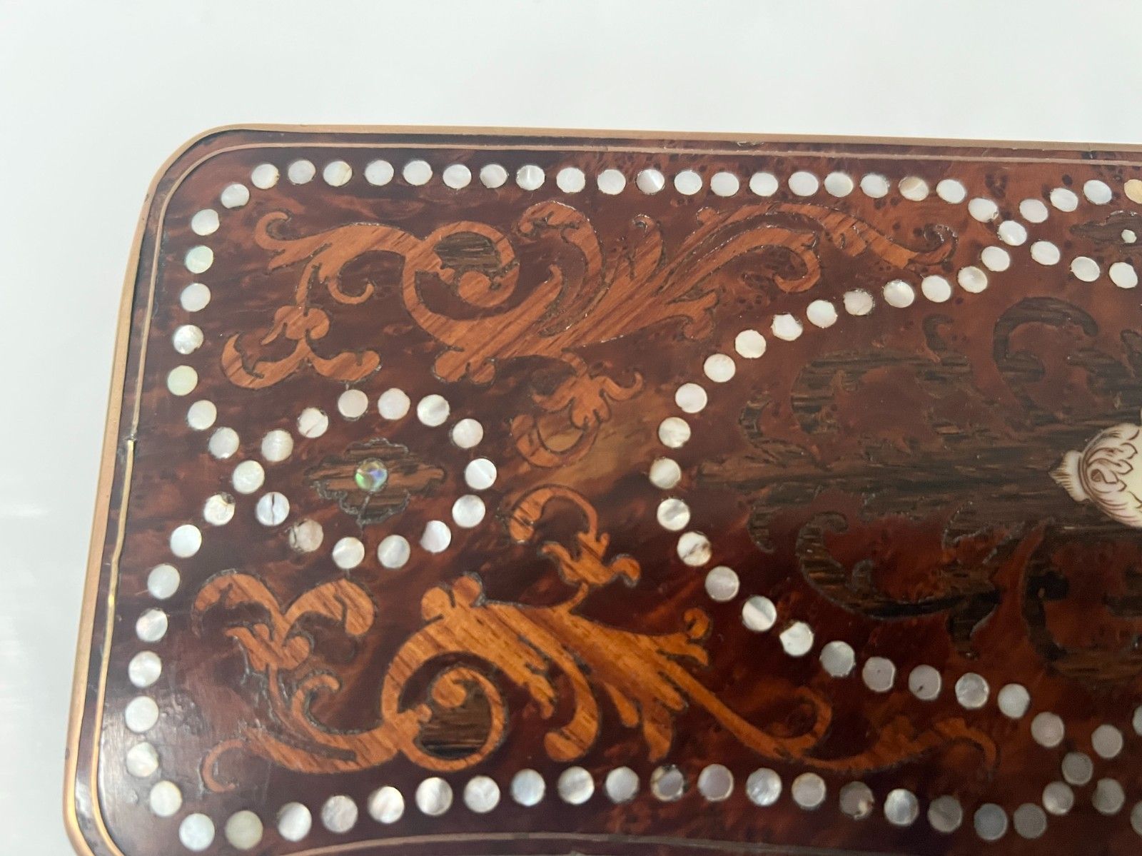 Home Decor Napoleon III Marquetry Boulle Thuya Magnifying Glass Glove Box. 19th Century. photo