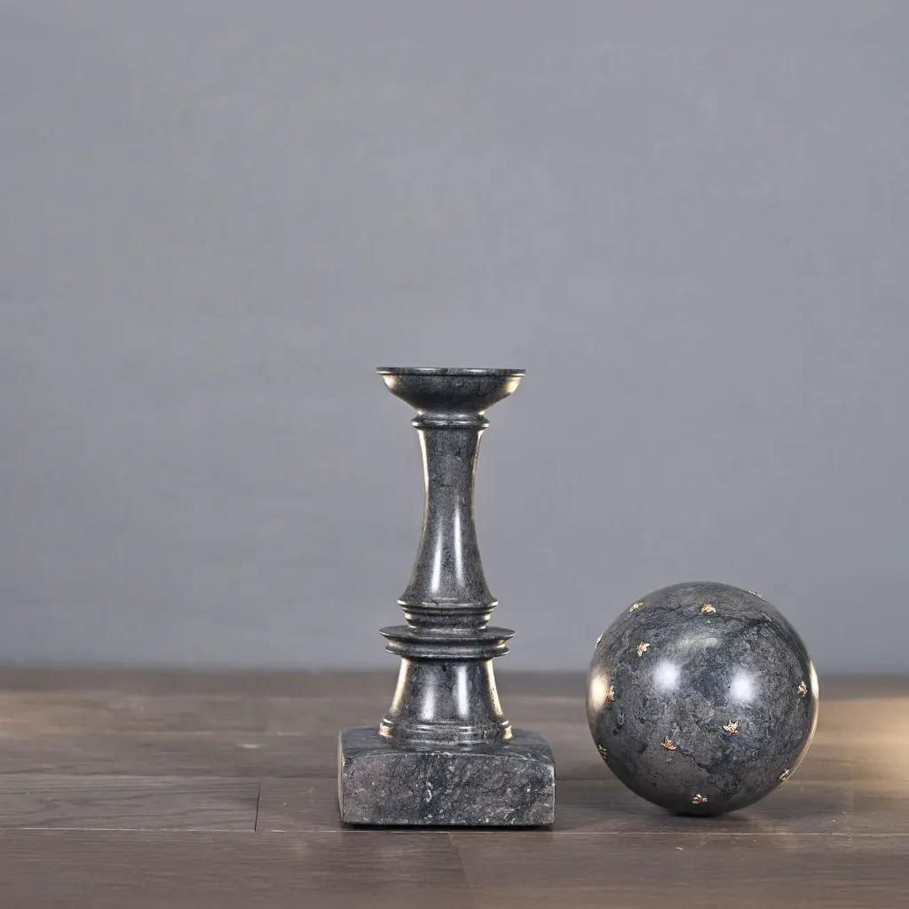 Grey/Black Marble Cup And Ball Game With Gilt Bees, Classic Empire Style photo 1219.0